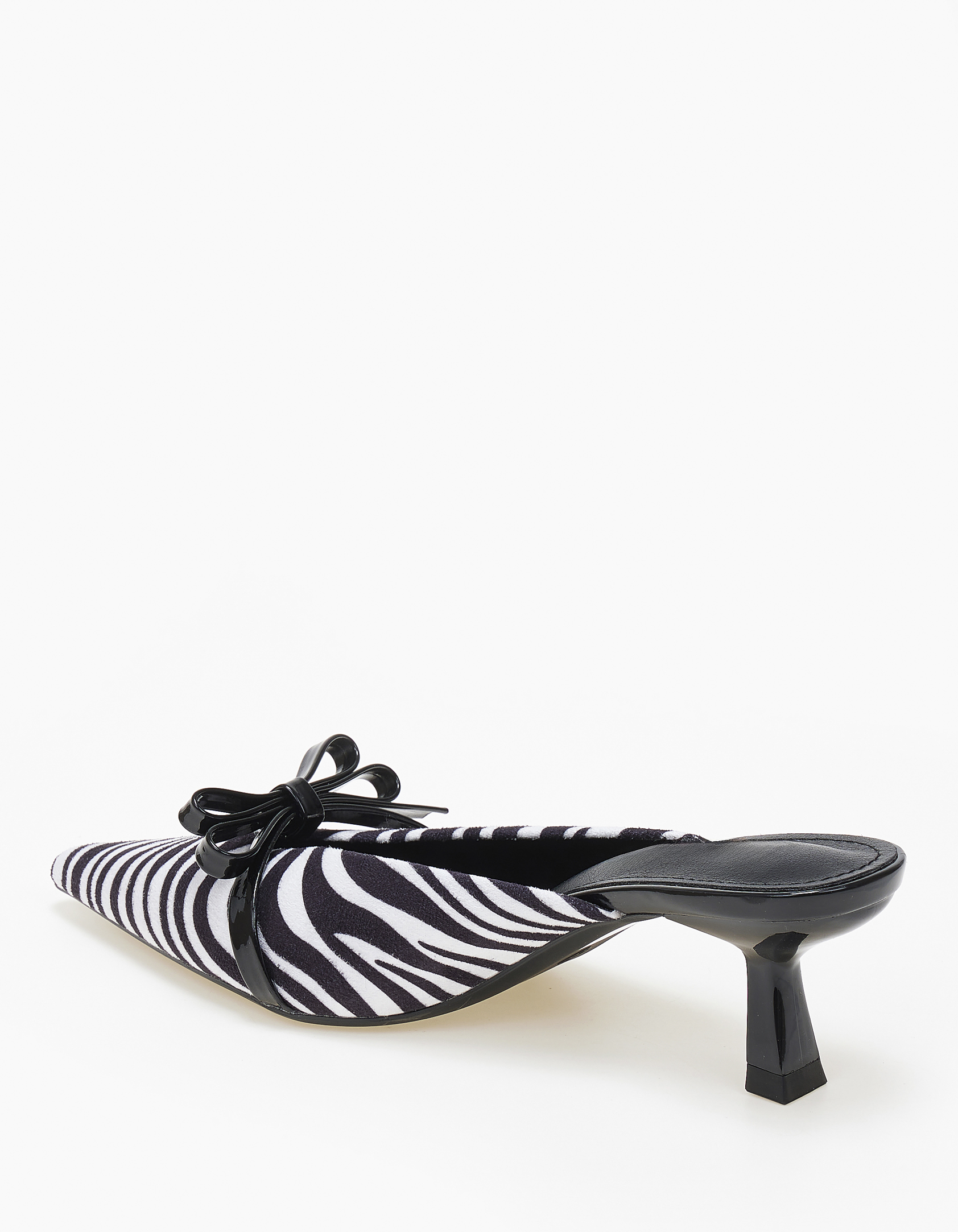 Mules μυτερά με λεπτό τακούνι και ιδιαίτερο φιογκάκι - Zebra φωτογραφία