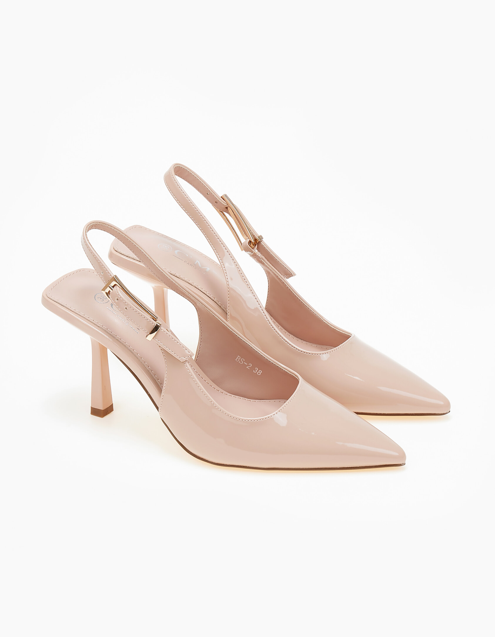 Issue Μυτερές γόβες λουστρίνι open heel - Μπεζ