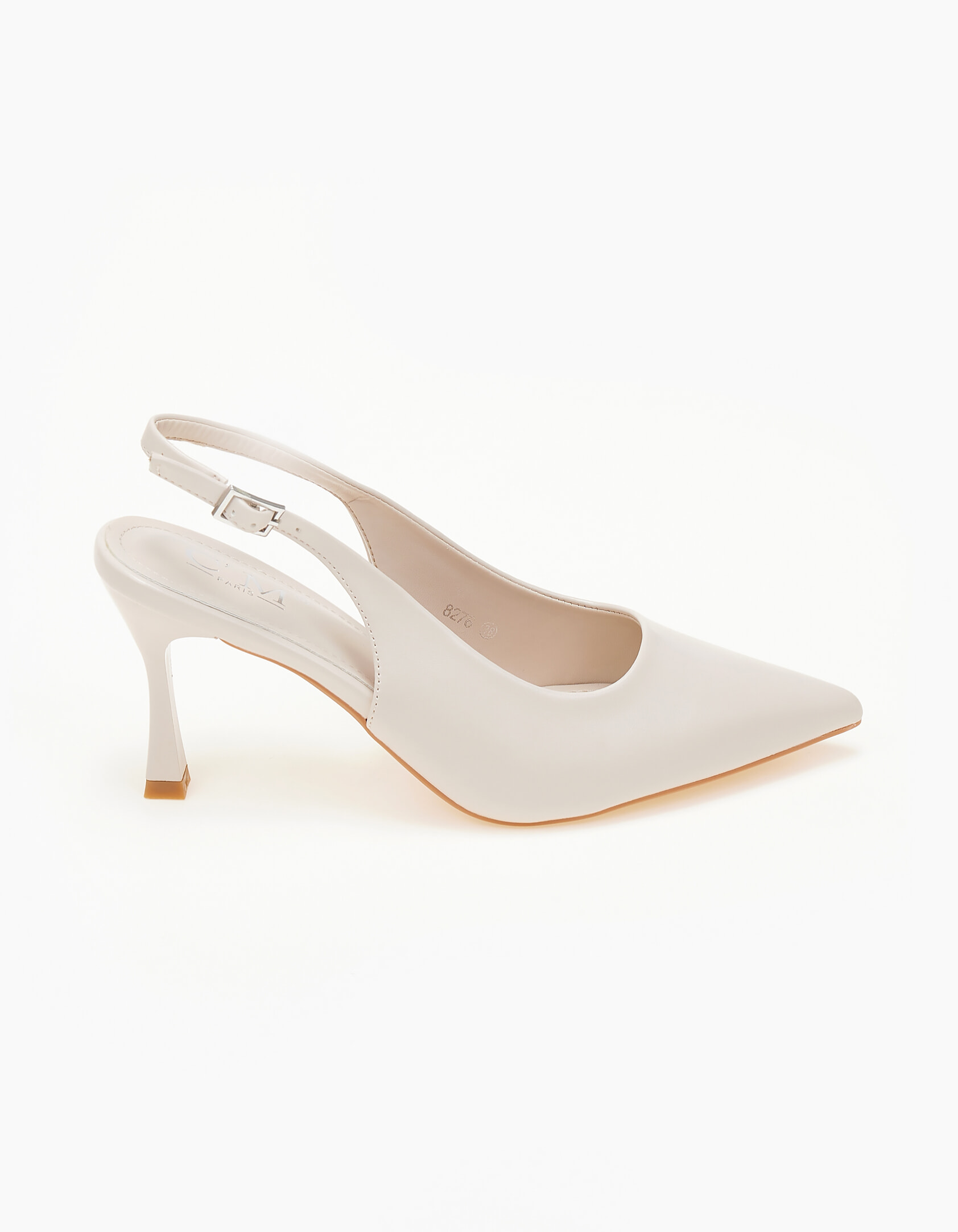 Μυτερές open heel γόβες με λεπτό τακούνι - Μπεζ