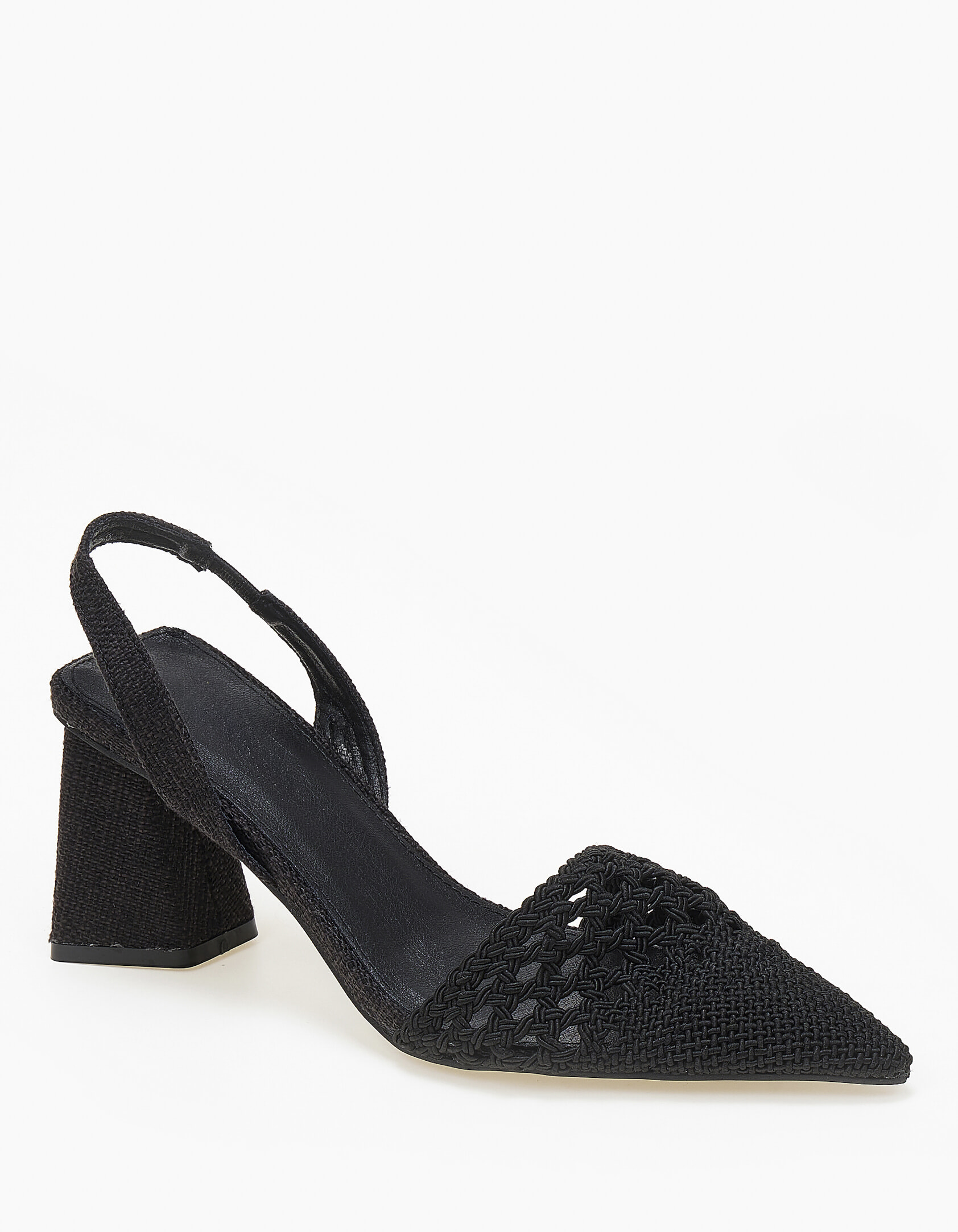 Open heel μυτερές γόβες με πλεκτό σχέδιο - Μαύρο