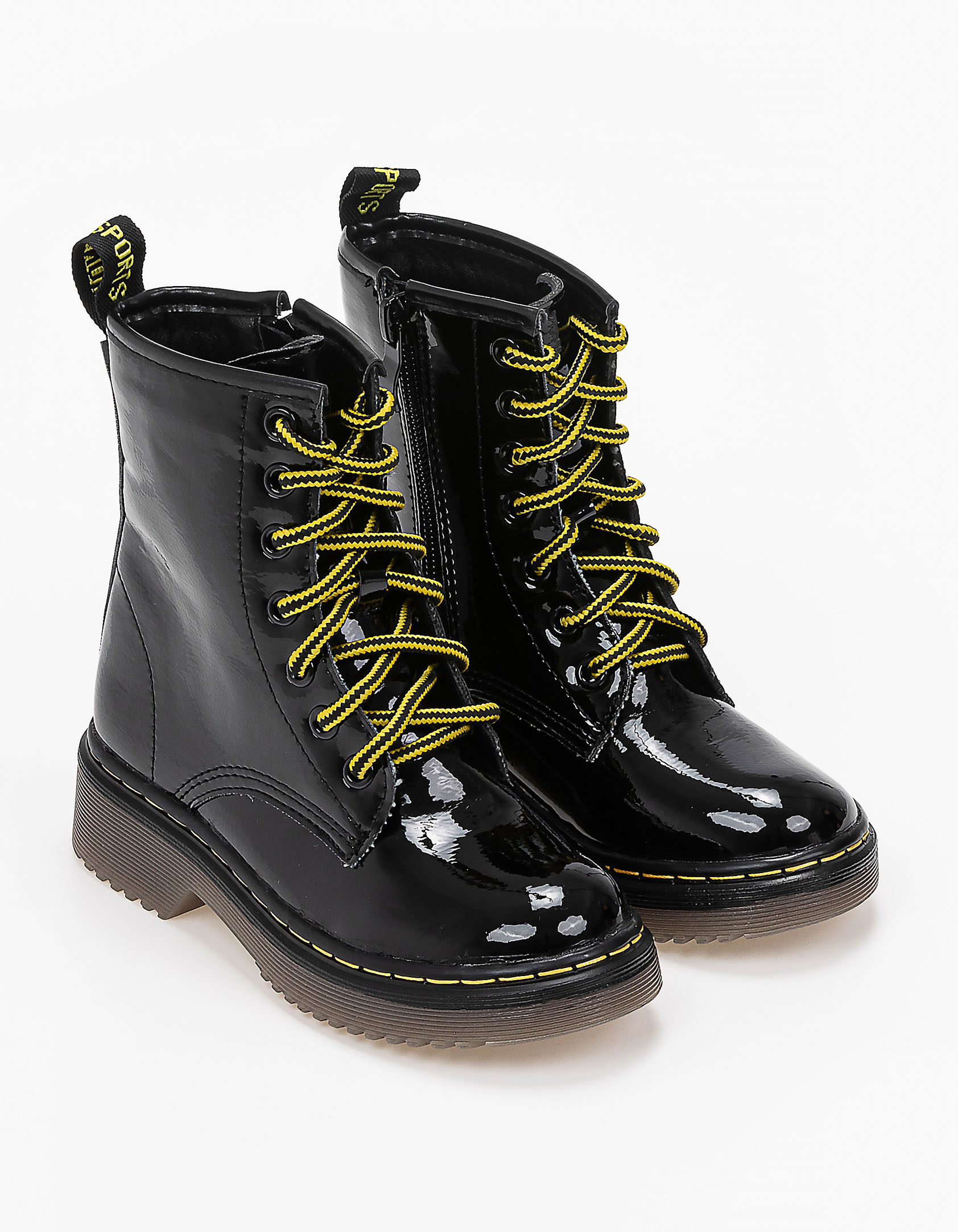 Παιδικά αρβυλάκια λουστρίνι με εξώραφα και tag - Μαύρο