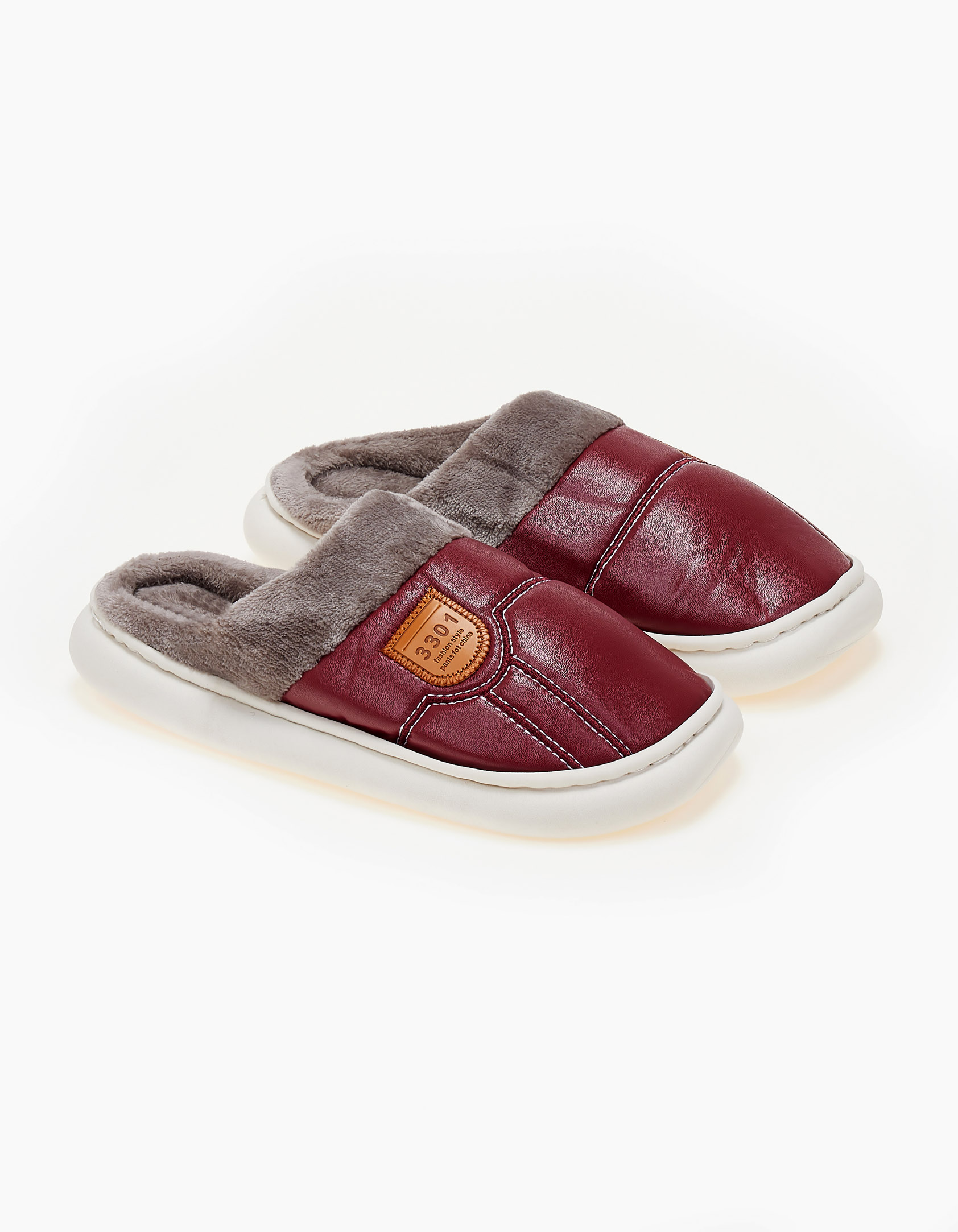 Παντόφλες δερματίνη - Μπορντώ