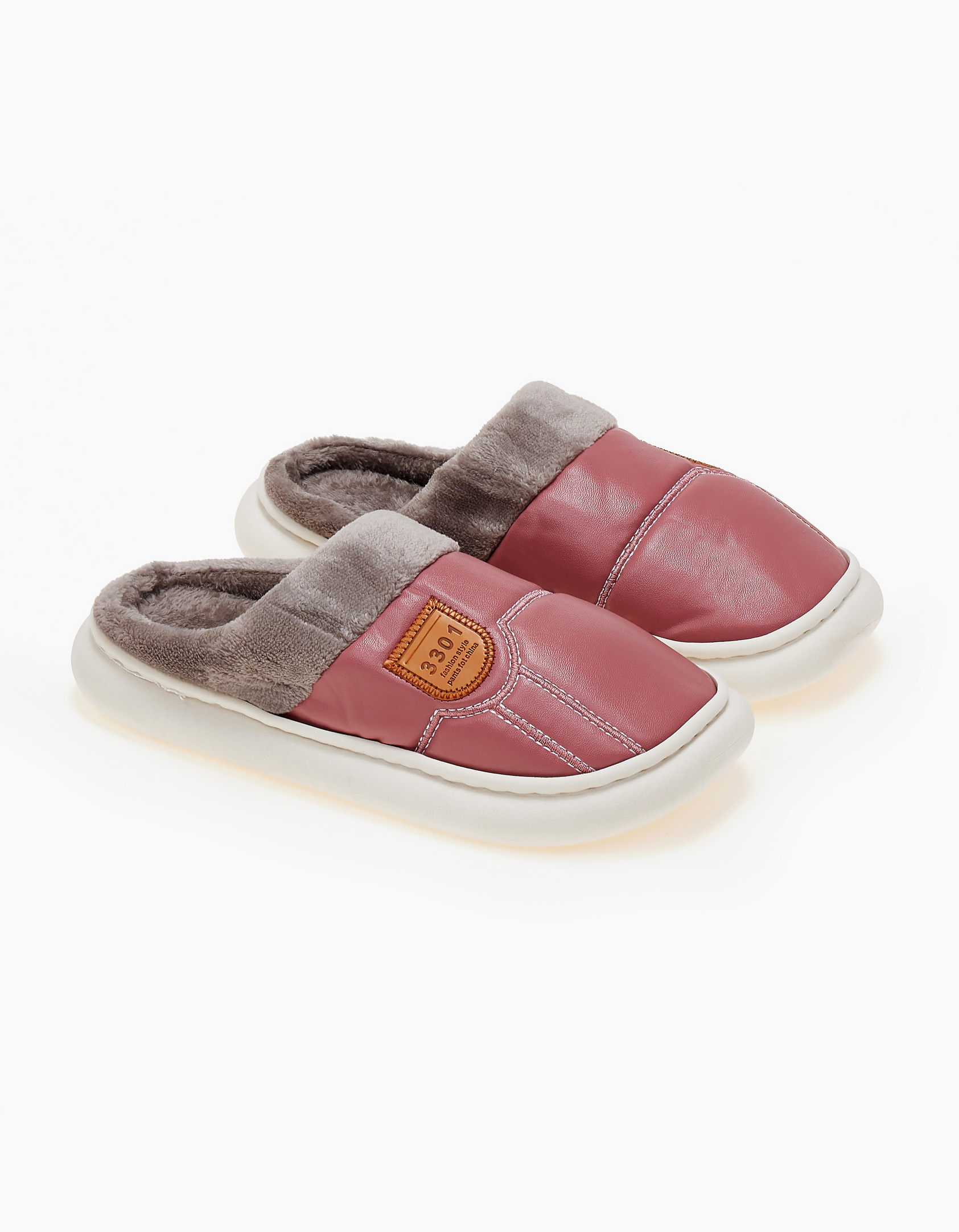 Παντόφλες δερματίνη - Ροζ