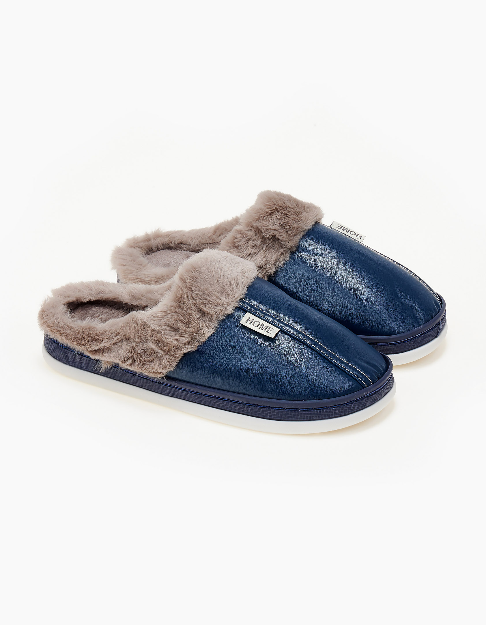 Παντόφλες δερματίνη - Μπλε