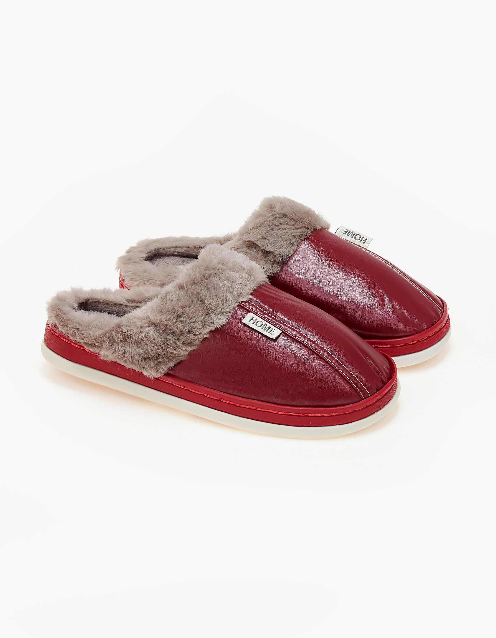 Παντόφλες δερματίνη - Μπορντώ