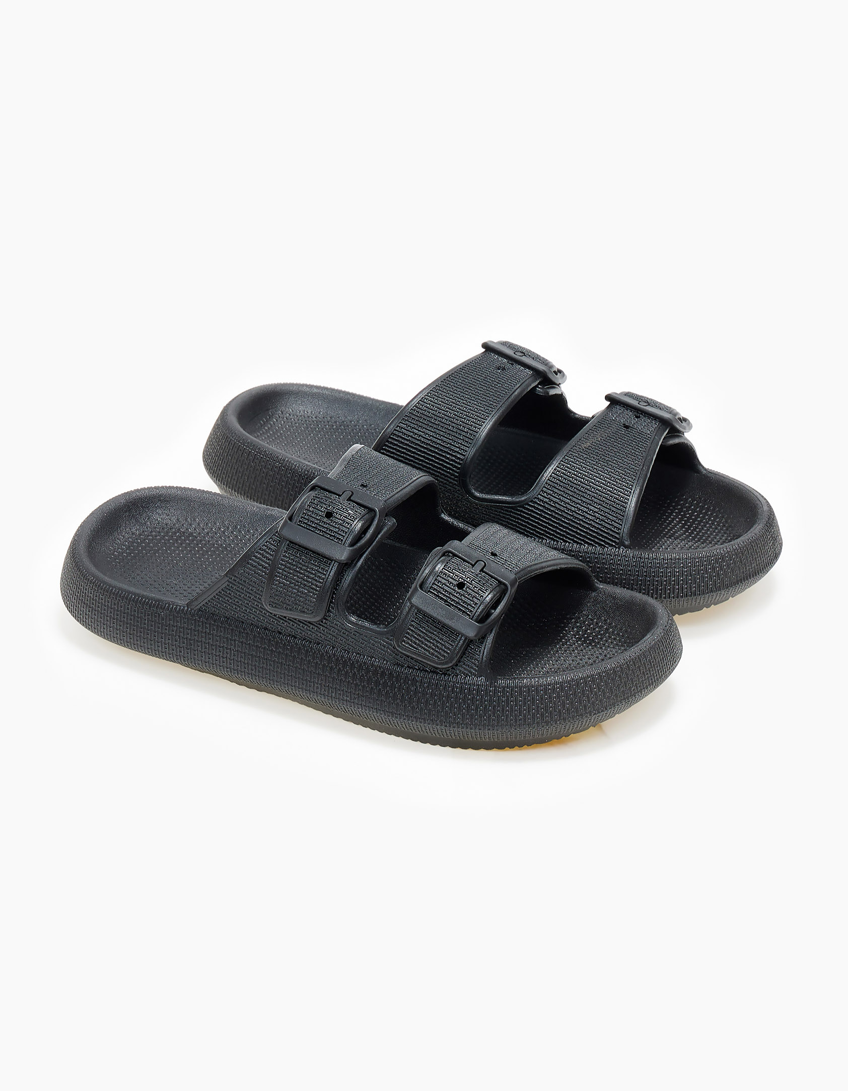 Παντόφλες δίσολες με δυο τόκες - Μαύρο