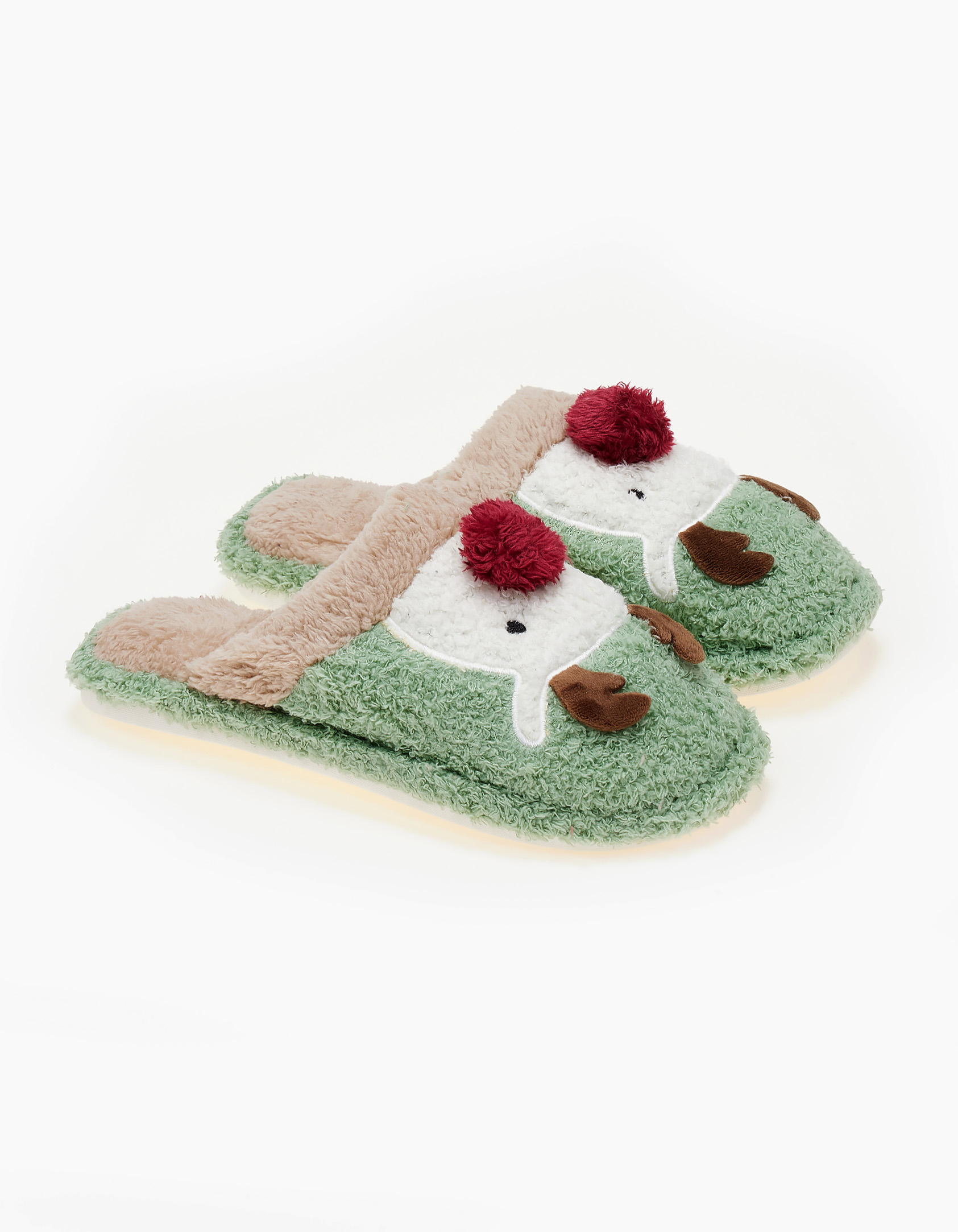 Παντόφλες ταρανδάκια - Πράσινο