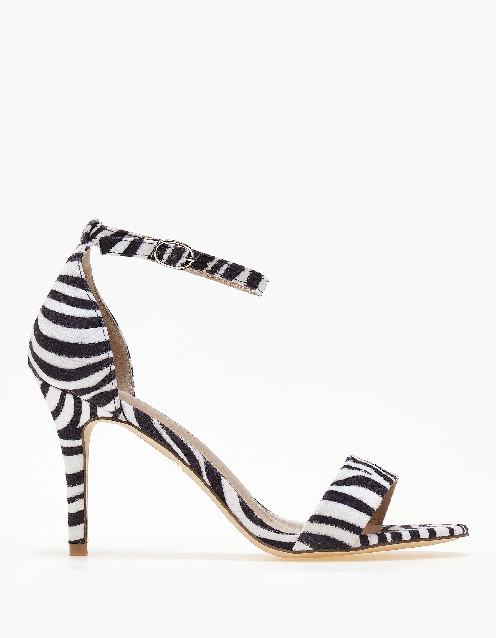 Πέδιλα με λεπτό τακούνι κλειστή φτέρνα και μπαρέτα - Zebra
