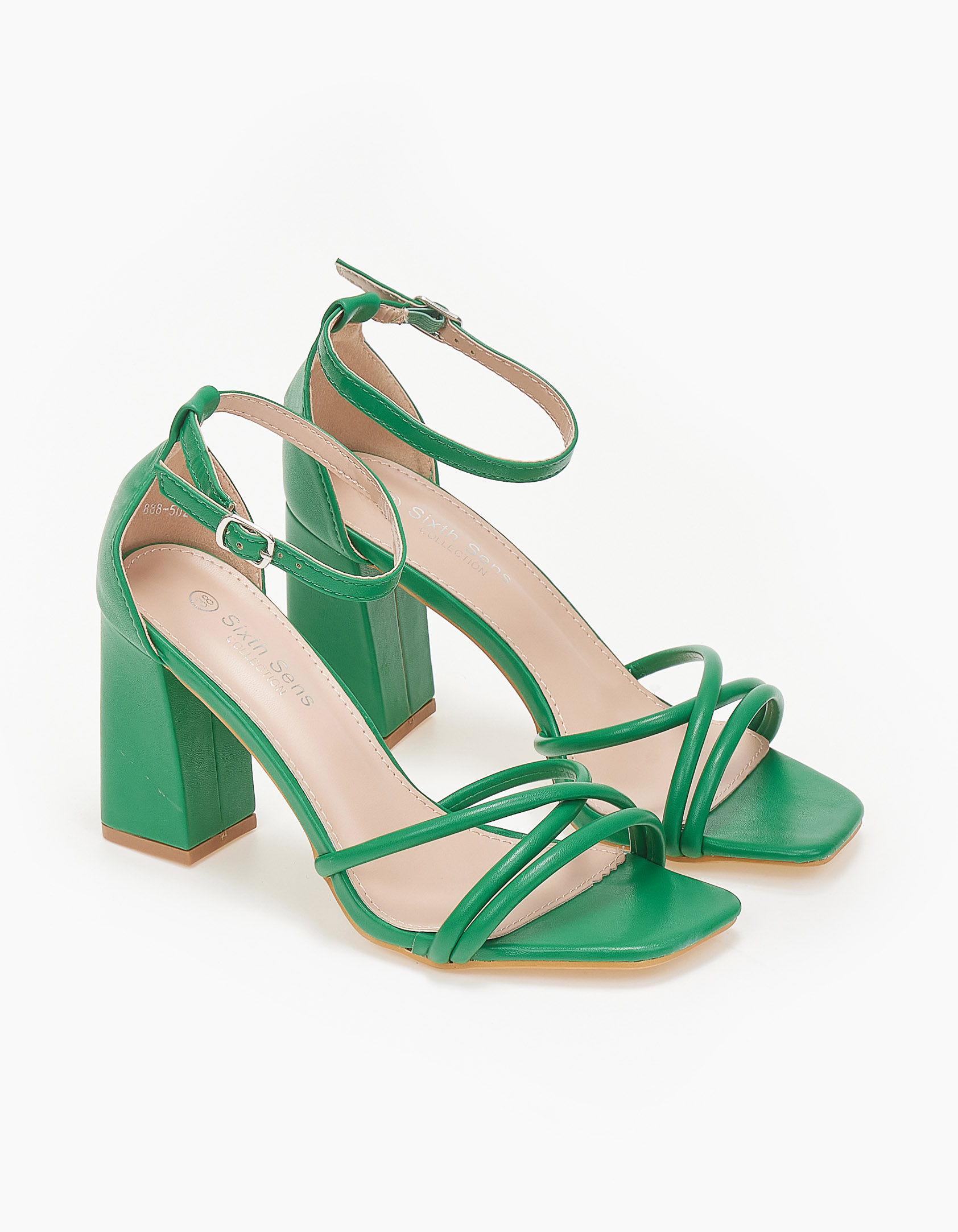 Issue Πέδιλα με στρογγυλά λουράκια και μπαρέτα - Πράσινο