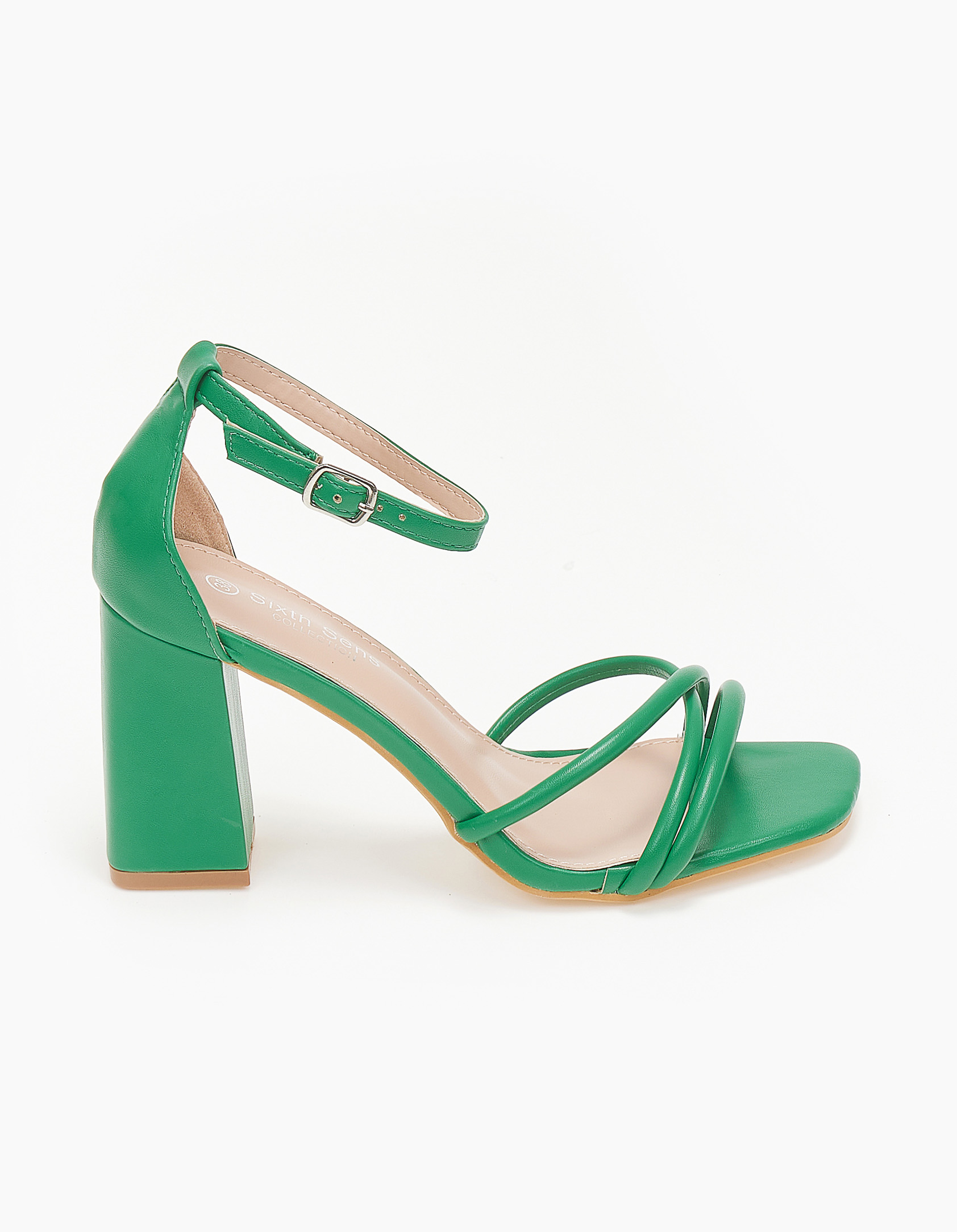 Πέδιλα με στρογγυλά λουράκια και μπαρέτα - Πράσινο φωτογραφία