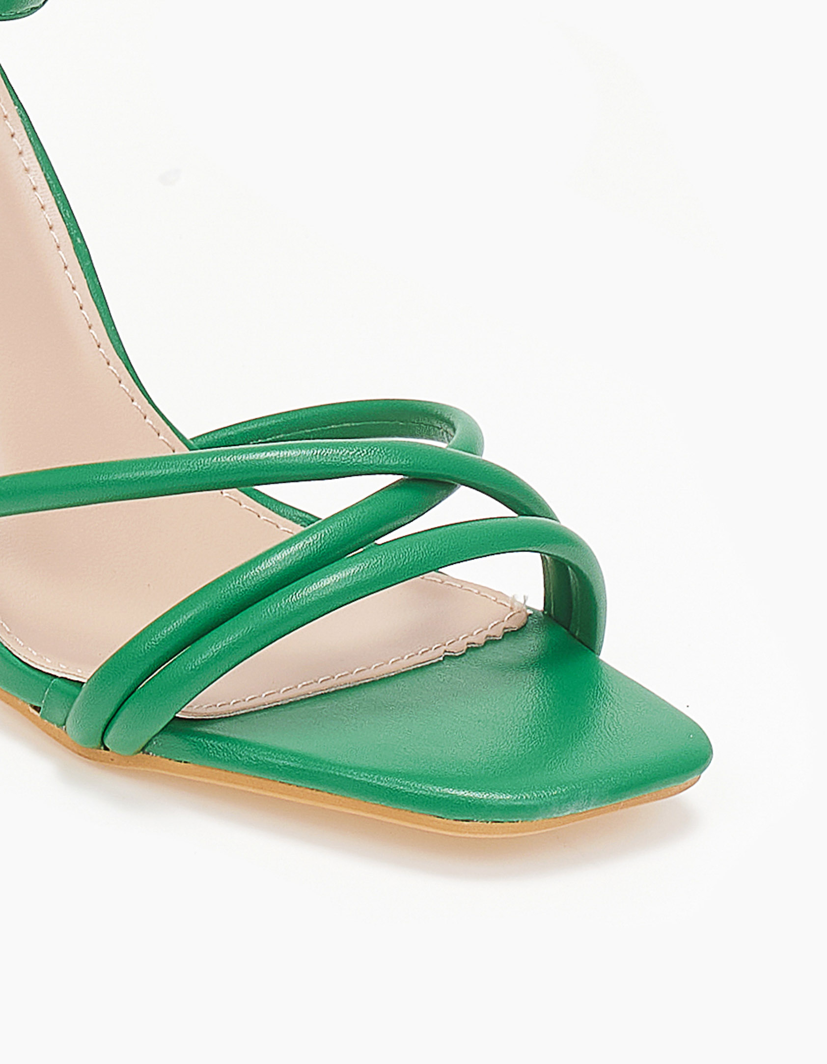 Πέδιλα με στρογγυλά λουράκια και μπαρέτα - Πράσινο φωτογραφία