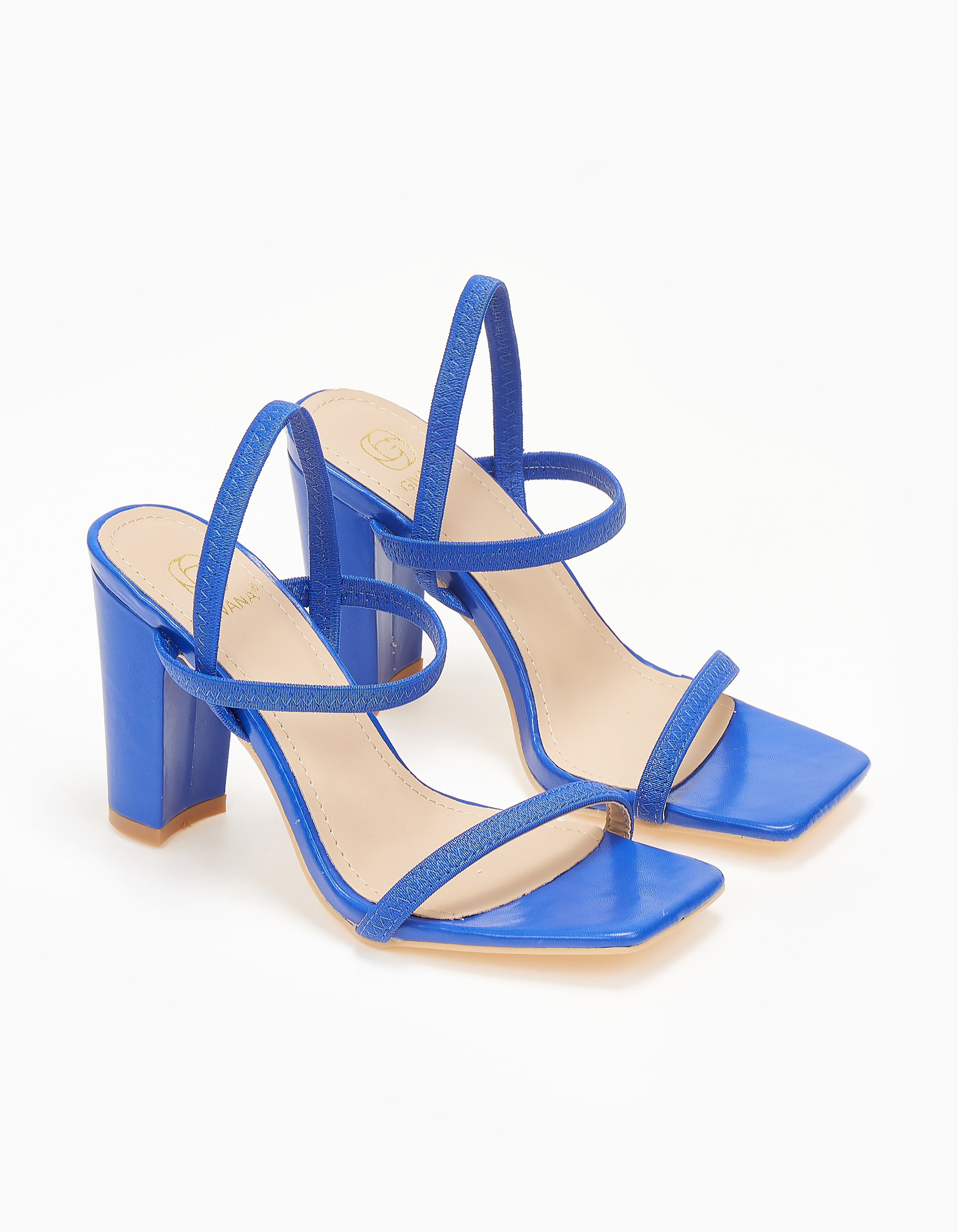 Καρέ πέδιλα με ελαστικά λουράκια - Μπλε