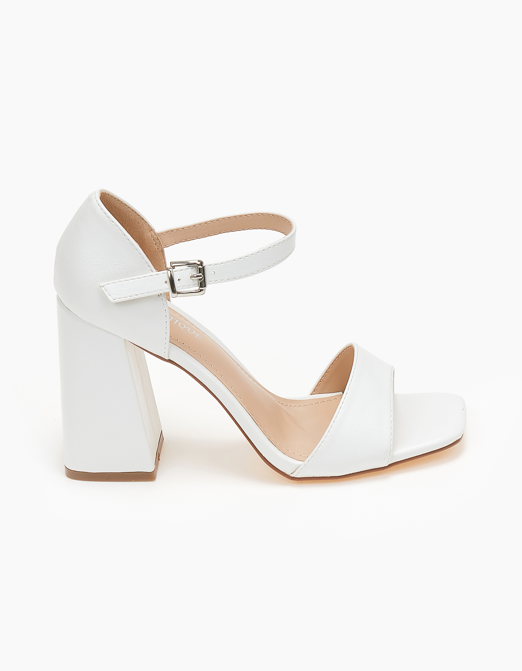 Πέδιλα με χοντρό τακούνι - Λευκό φωτογραφία