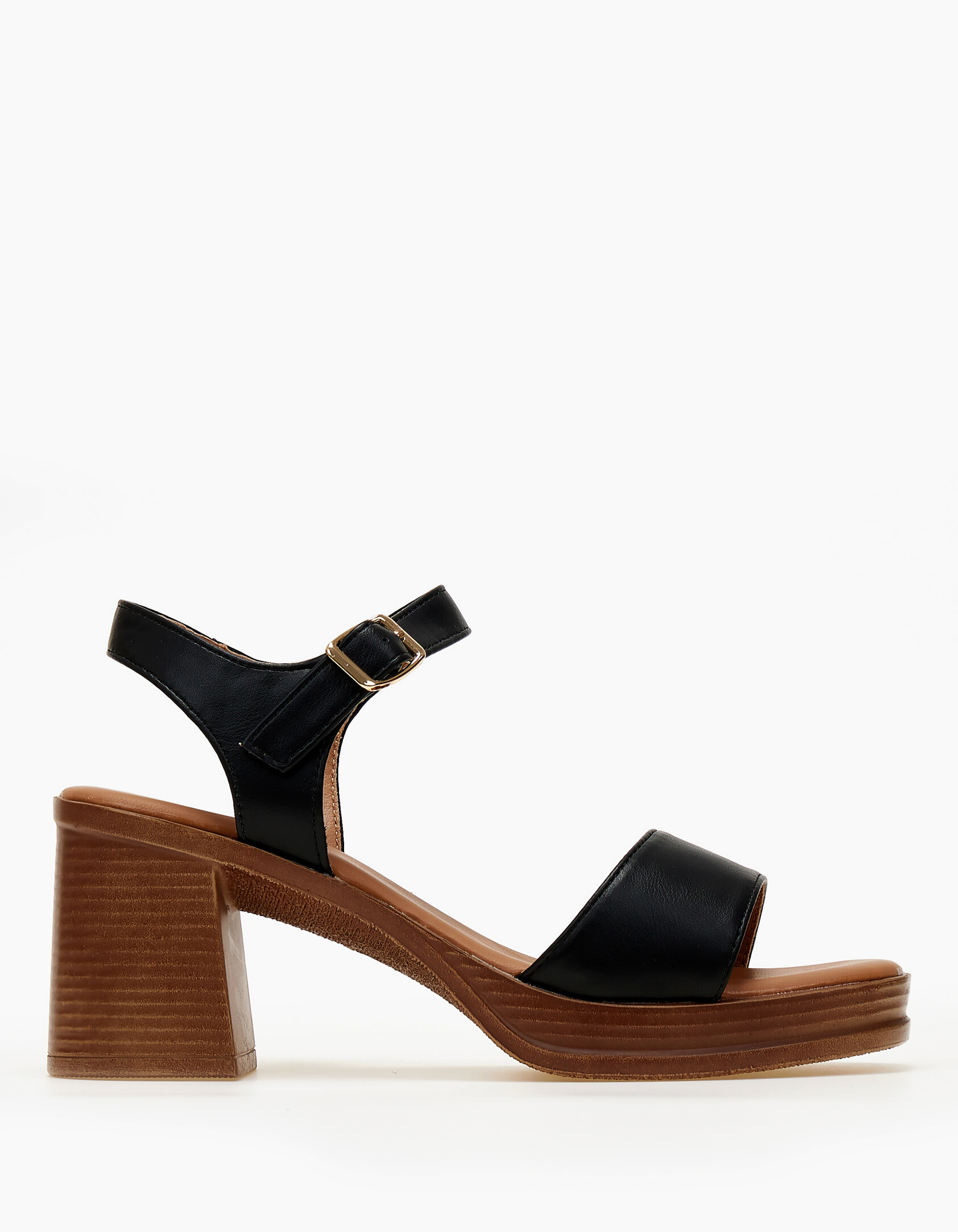 Πέδιλα clogs με χοντρό τακούνι - Μαύρο