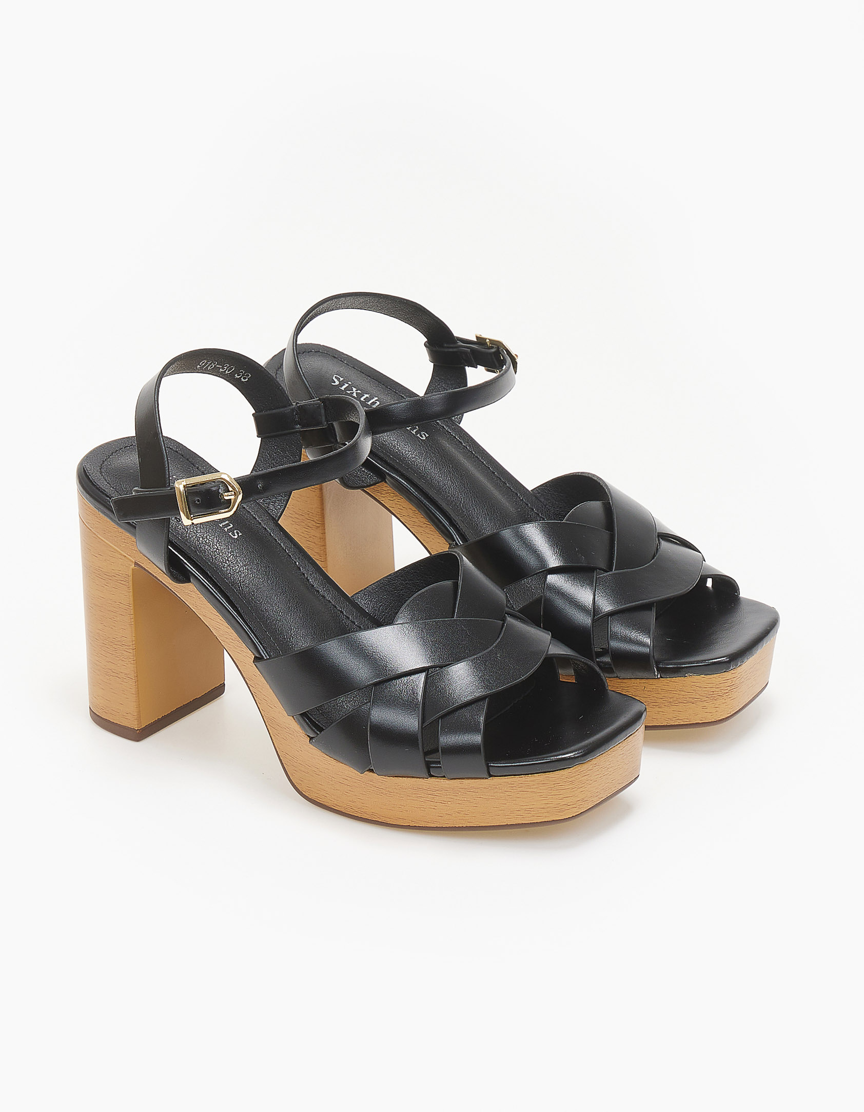 Issue Πέδιλα με χοντρό τακούνι και φιάπα - Μαύρο