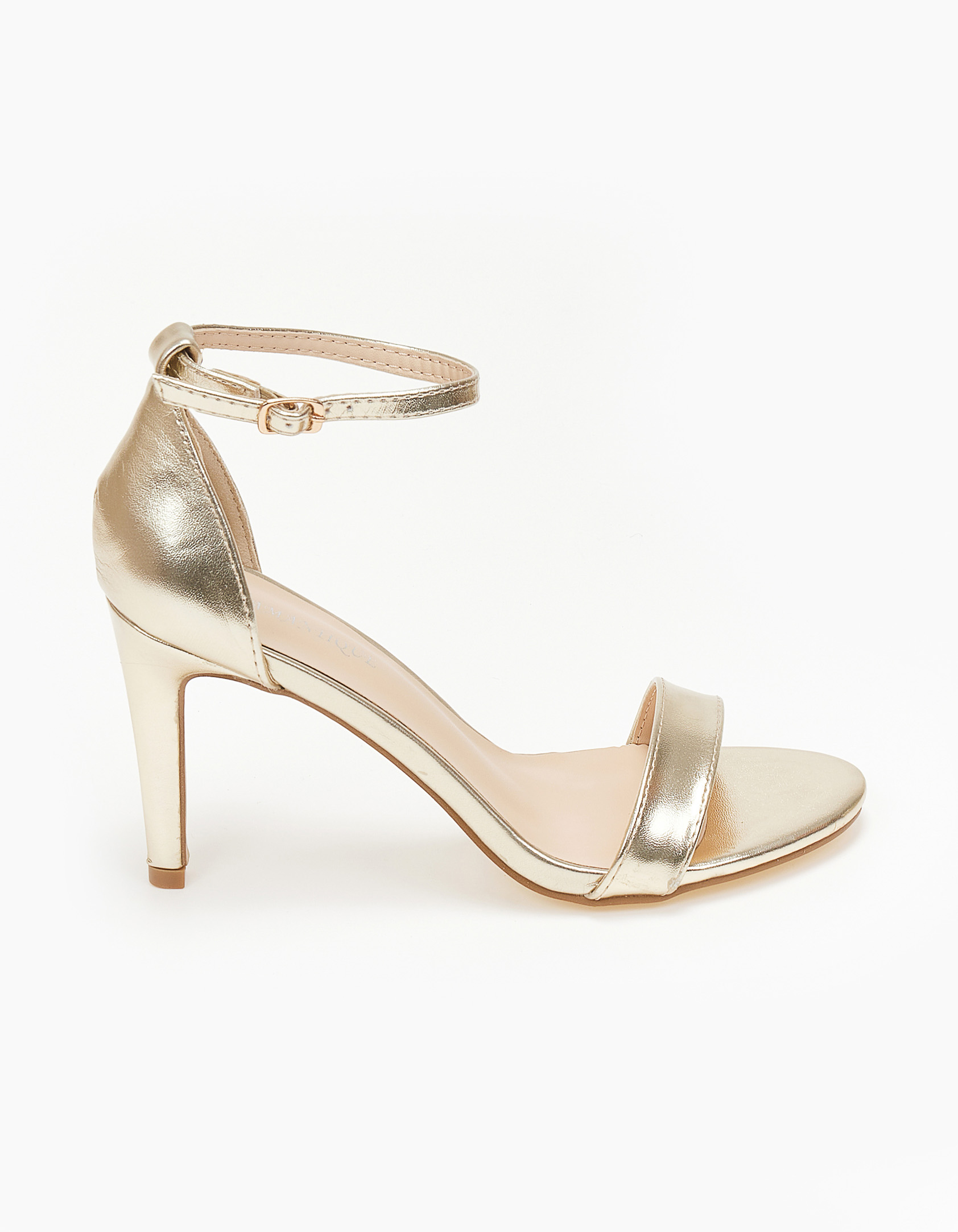 Πέδιλα με μπαρέτα και λεπτό τακούνι - Χρυσό φωτογραφία