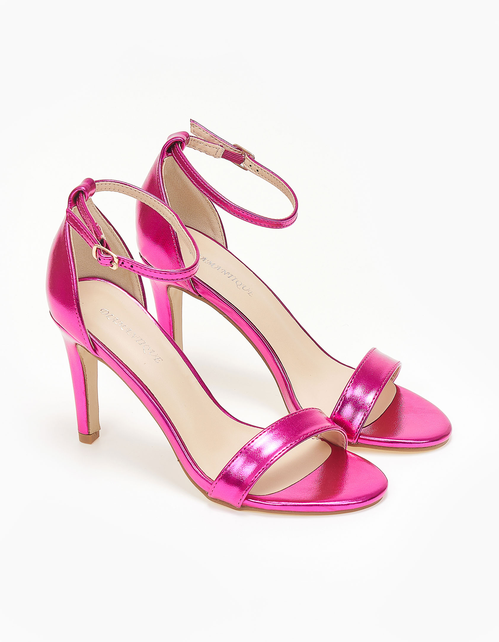 Πέδιλα με μπαρέτα και λεπτό τακούνι - Φούξια