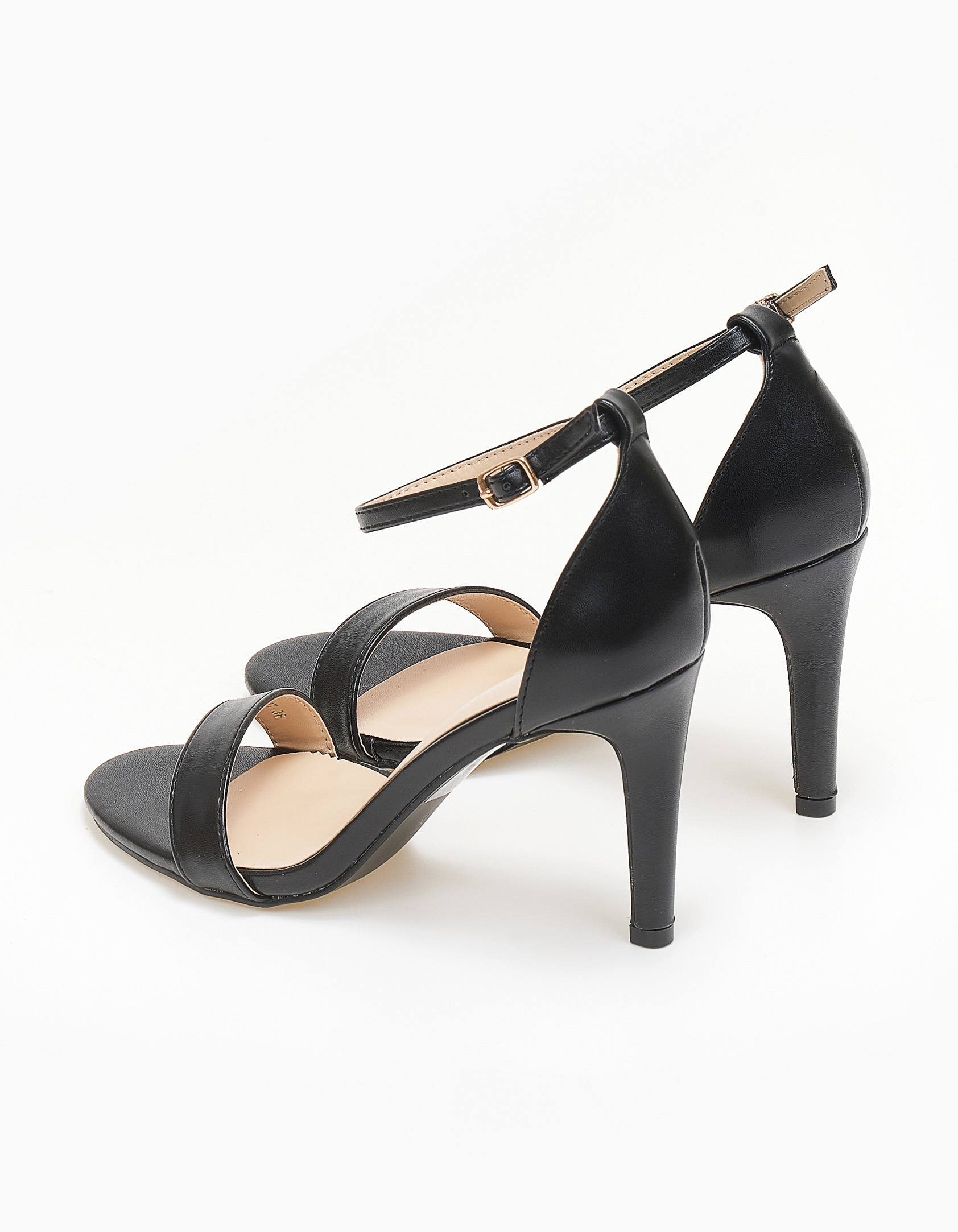 Πέδιλα με μπαρέτα και λεπτό τακούνι - Μαύρο φωτογραφία