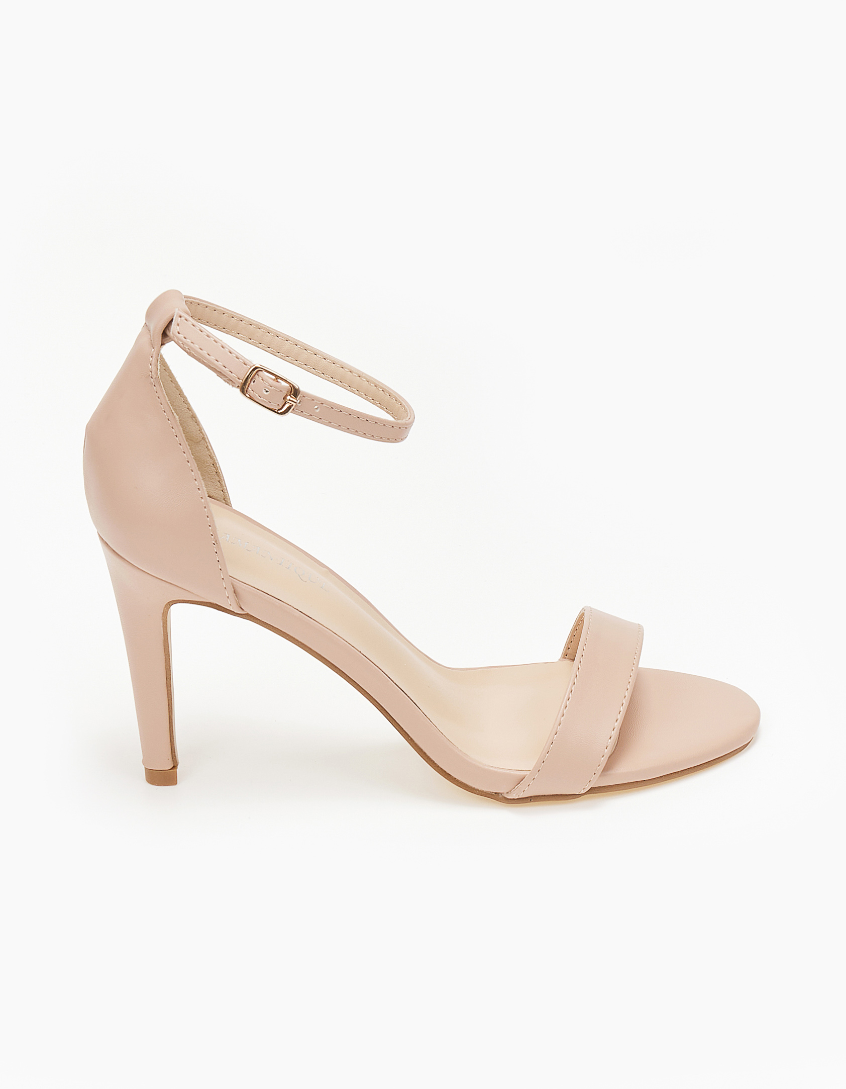 Πέδιλα με μπαρέτα και λεπτό τακούνι - Μπεζ φωτογραφία