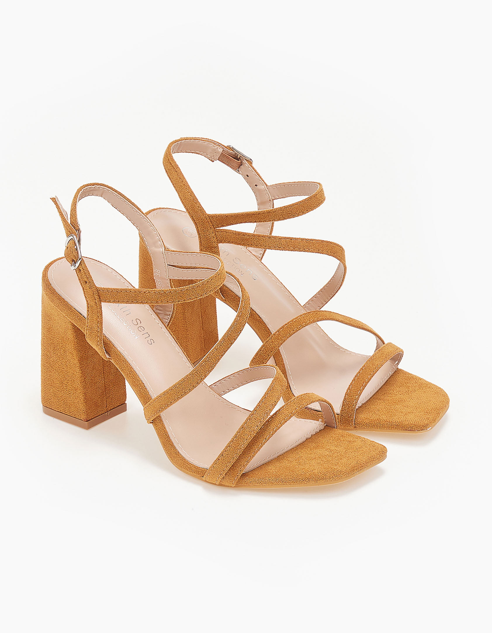 Πέδιλα suede με λουράκια - Κάμελ