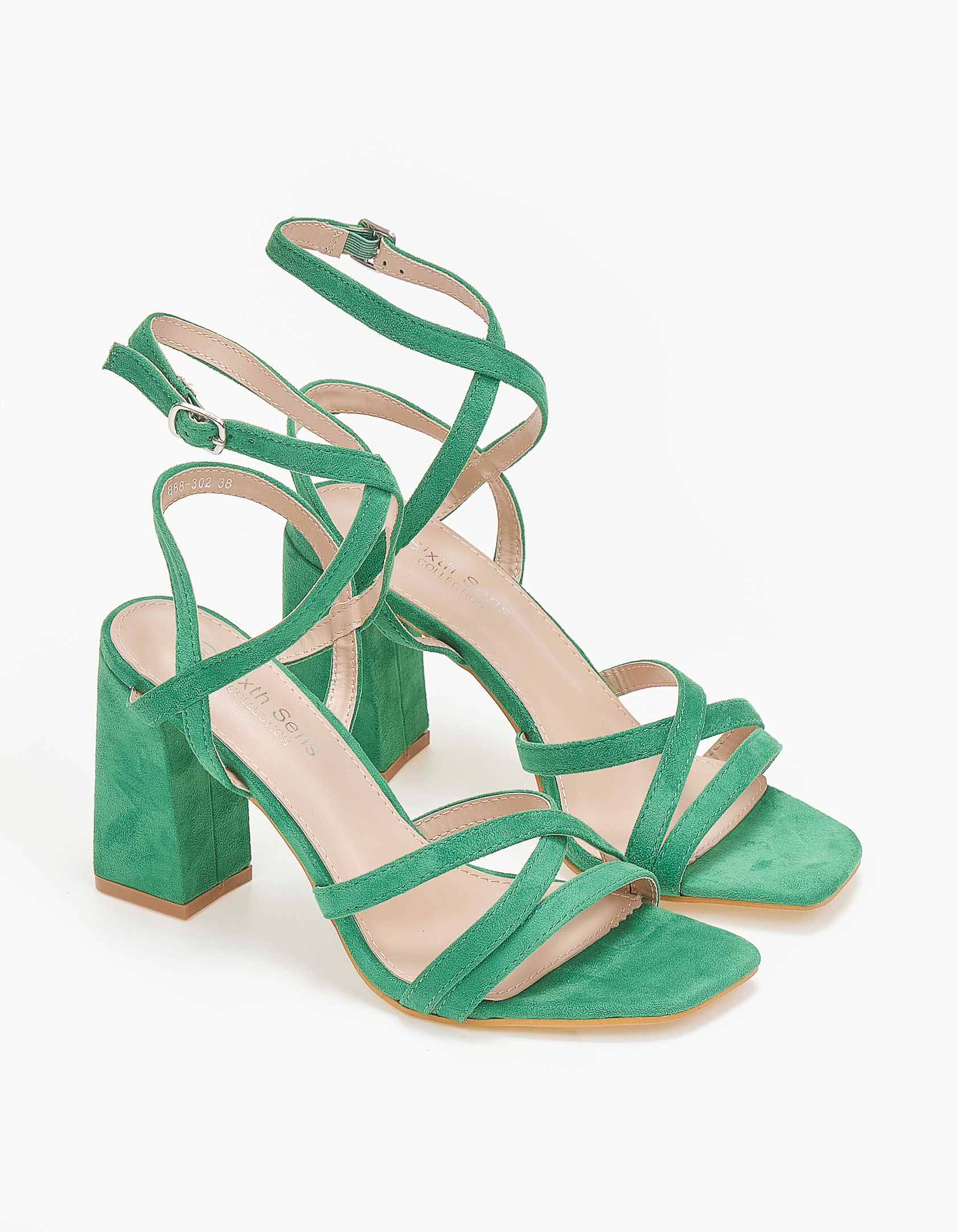 Πέδιλα suede με λουράκια - Πράσινο