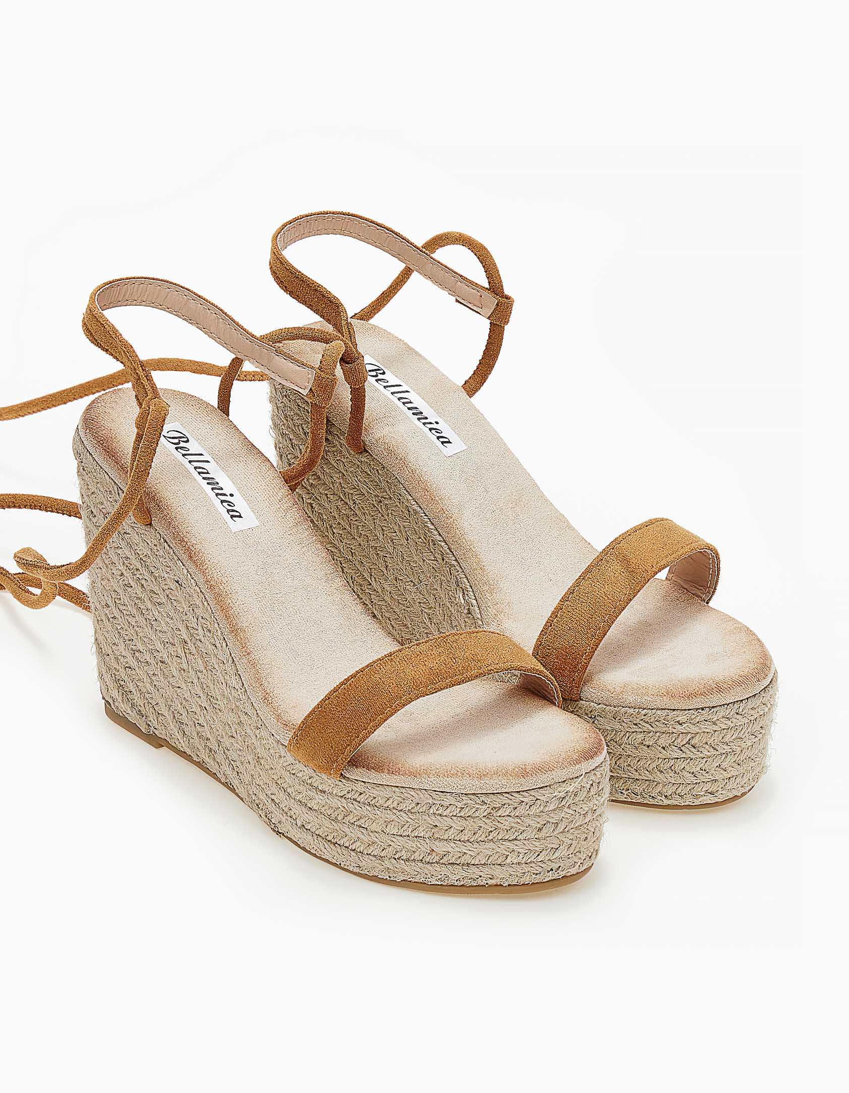 Πλατφόρμες lace up από suede - Κάμελ