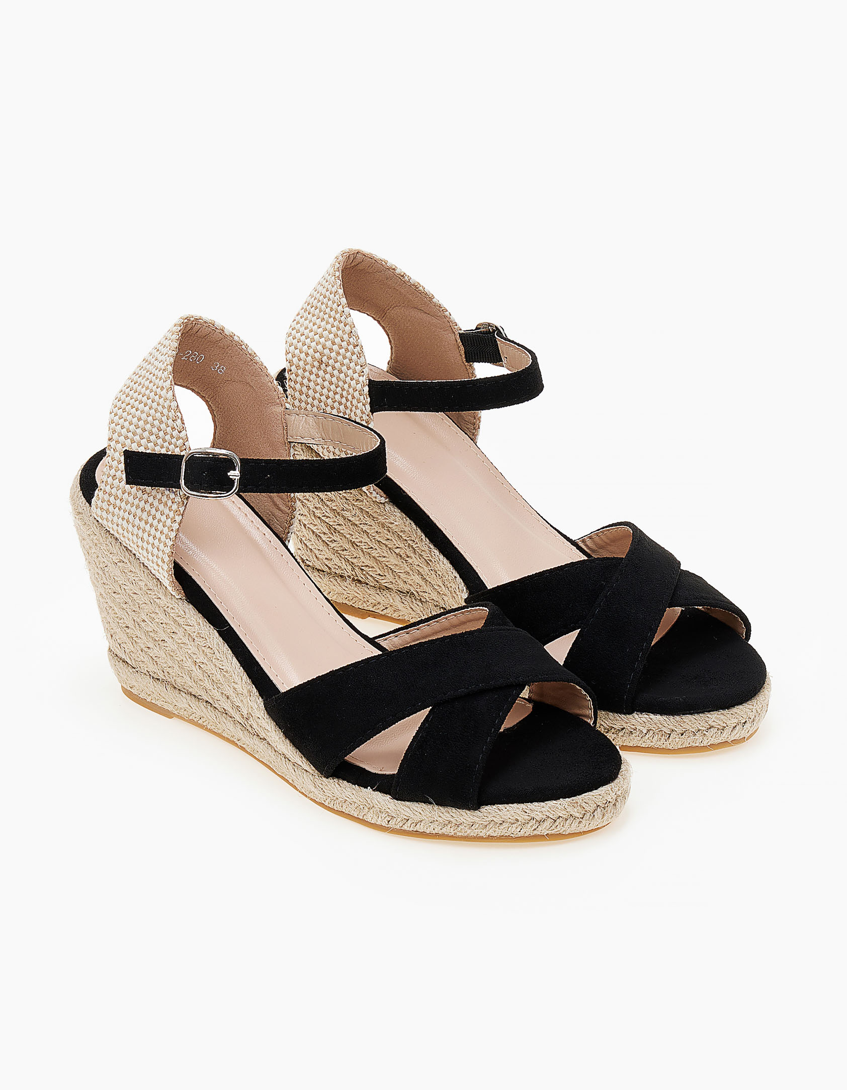 Πλατφόρμες με χιαστί suede φάσες - Μαύρο