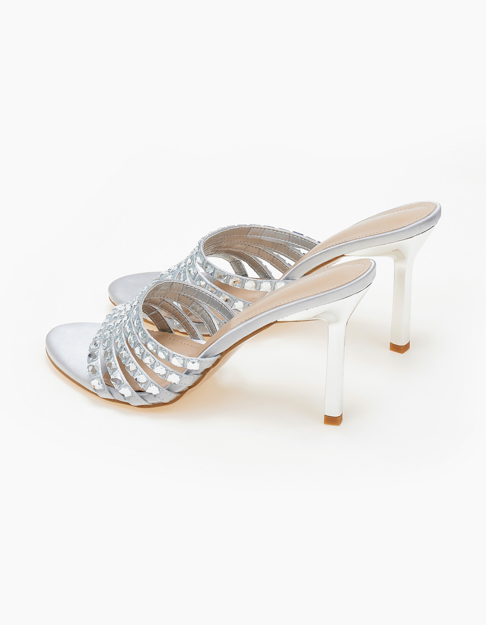 Ψηλά mules με strass - Ασημί φωτογραφία
