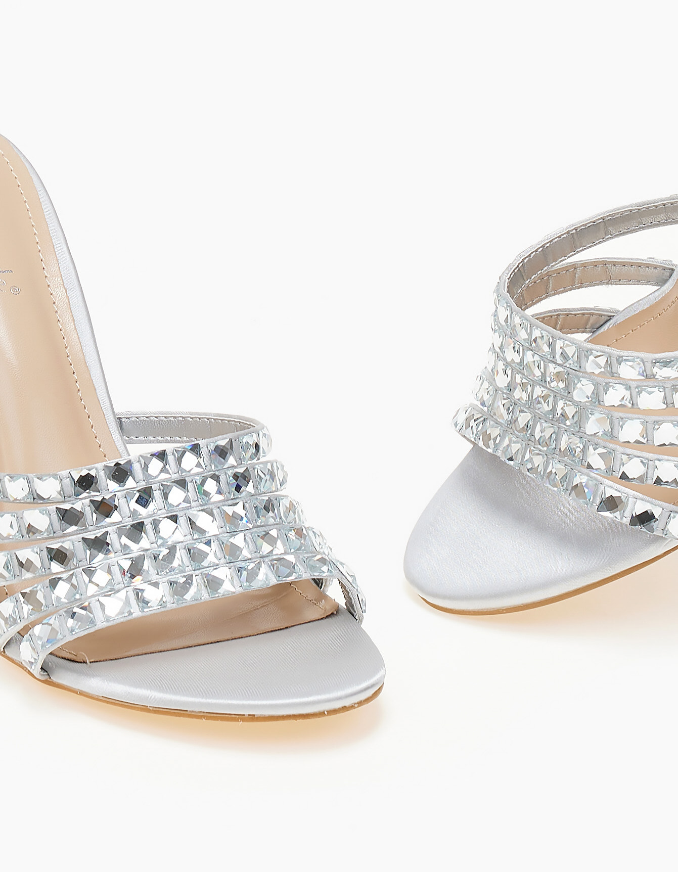 Ψηλά mules με strass - Ασημί φωτογραφία