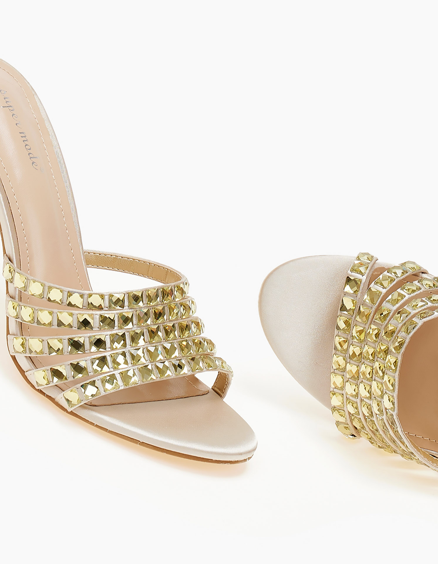 Ψηλά mules με strass - Χρυσό φωτογραφία
