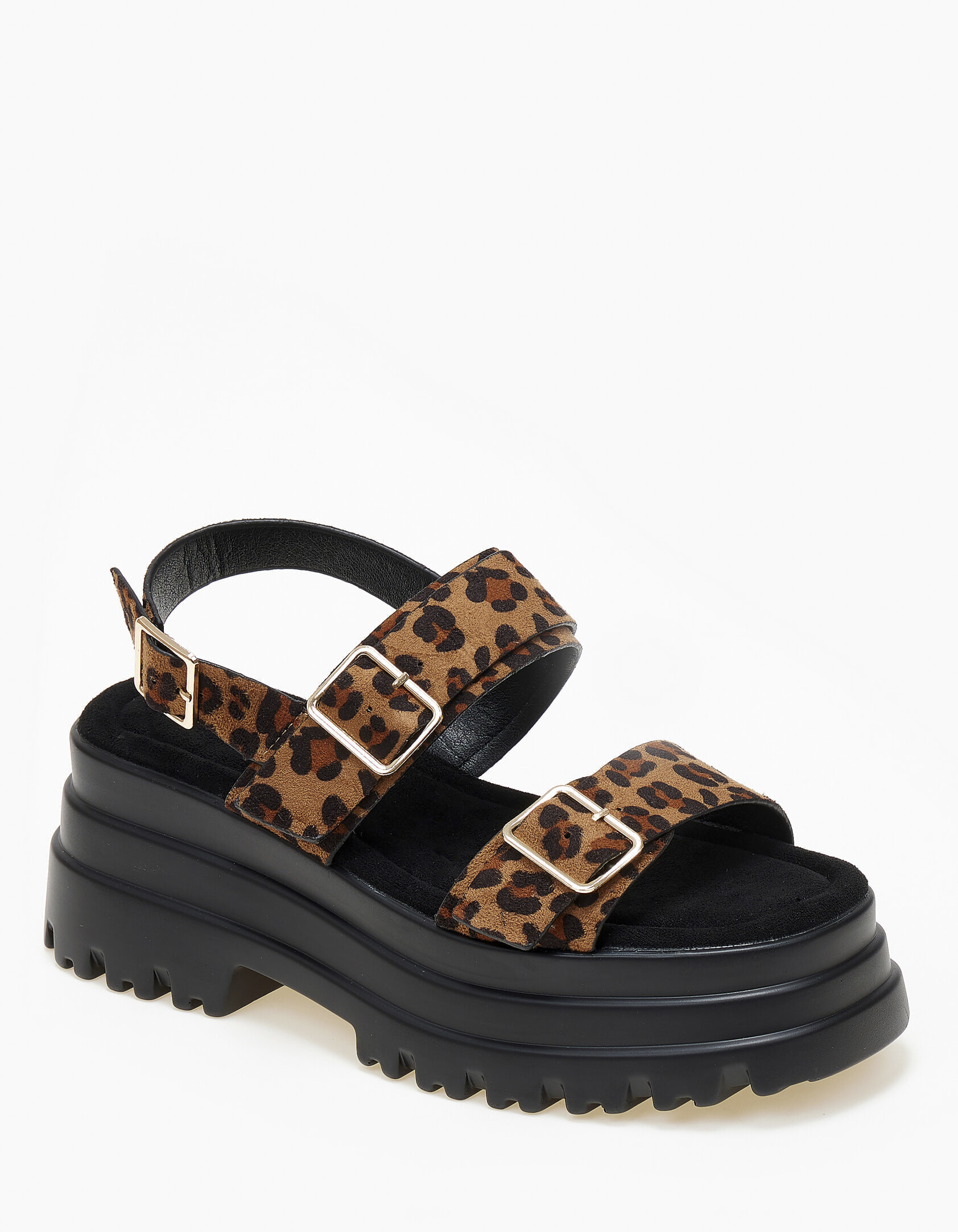Ψηλά σανδάλια flatform με chunky σόλα - Λεοπάρ