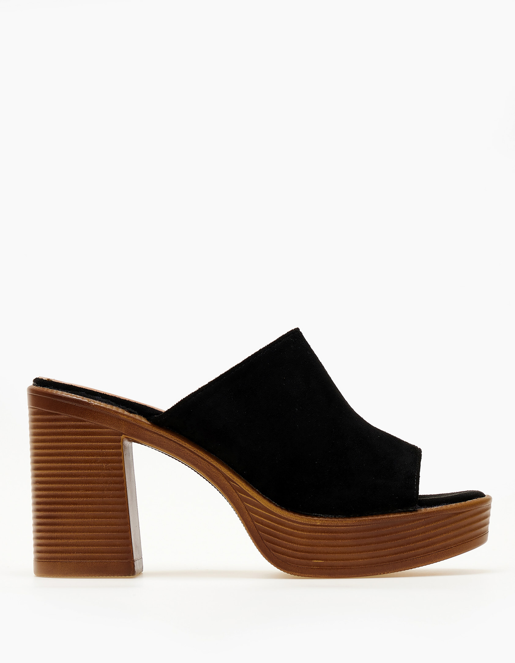 Ψηλά τσόκαρα με suede υφή - Μαύρο