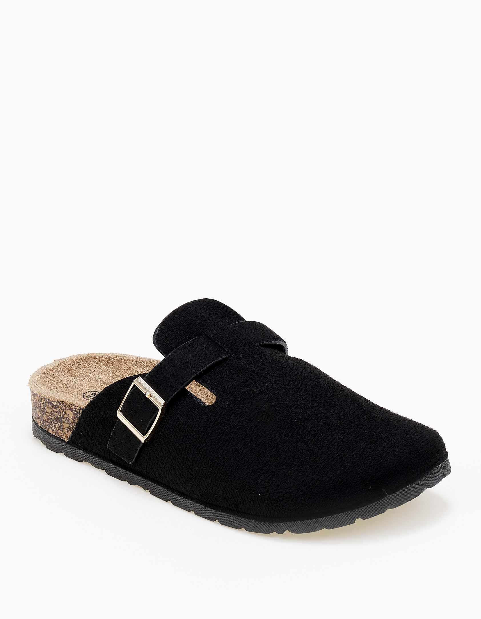 Γυναικεία σαμπό flatform με suede υφή - Μαύρο