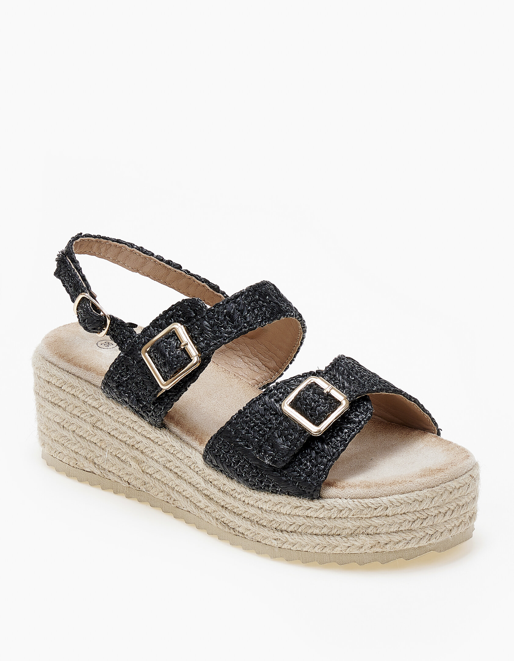 Ανοιχτές εσπαντρίγιες πλατφόρμες με αγκράφες. - Μαύρο