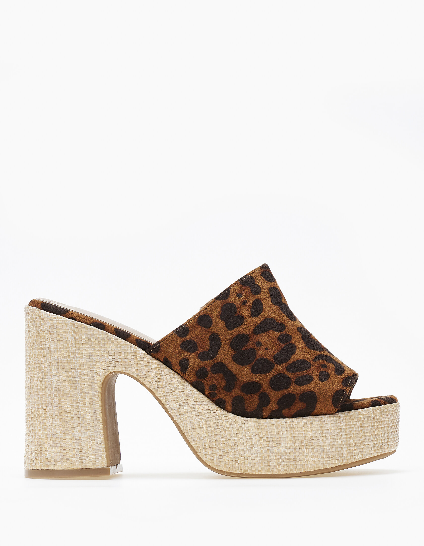 Τσόκαρα με suede υφη και ψάθα στη σόλα - Λεοπάρ