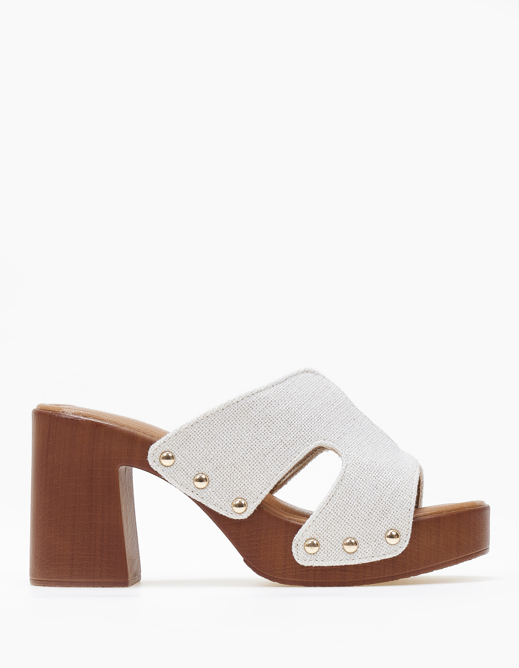 Γυναικεία clogs - τσόκαρα με φάσα και ανοίγματα - Μπεζ