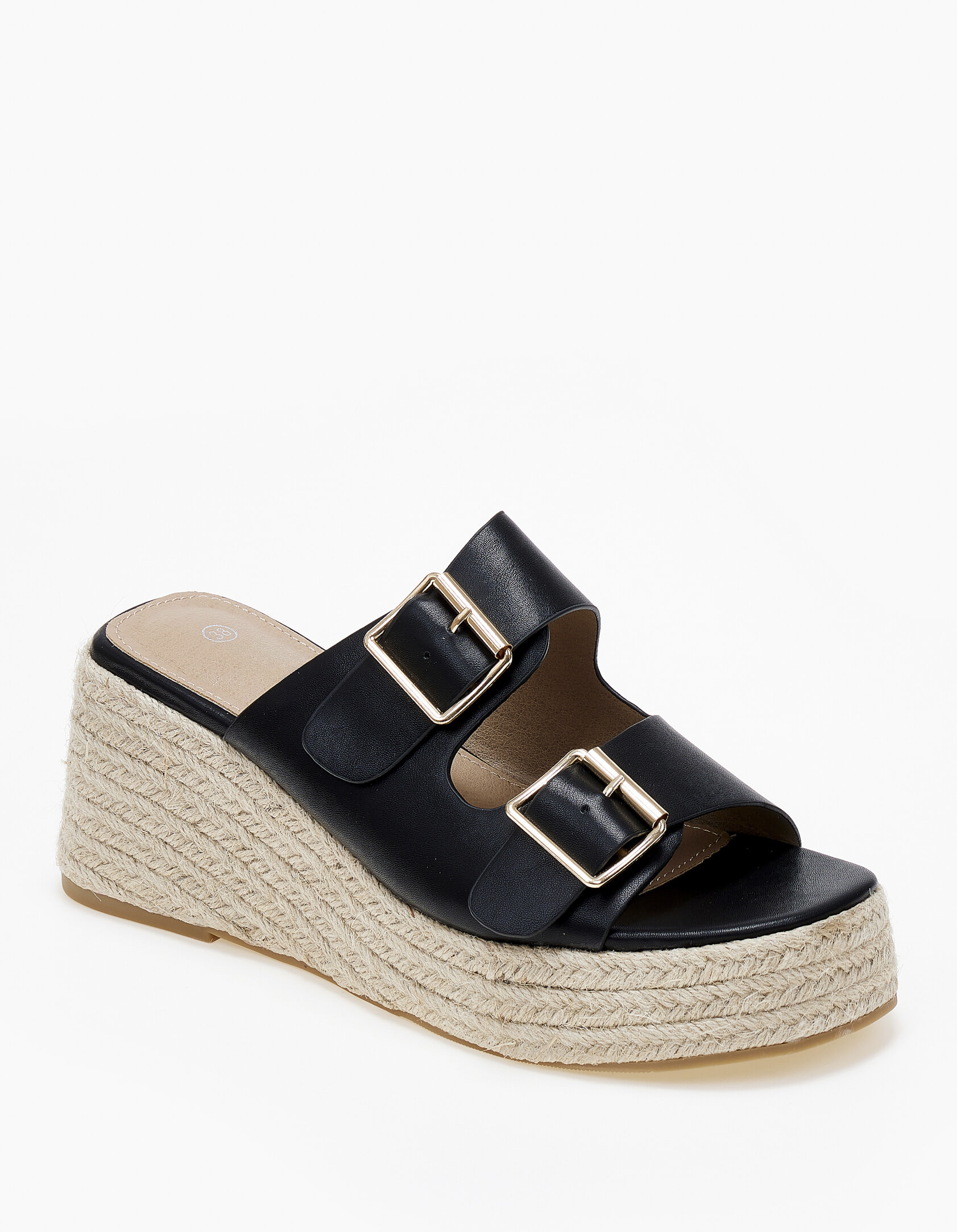 Ανοιχτές εσπαντρίγιες πλατφόρμες με ρυθμιζόμενα ζωνάκια - Μαύρο