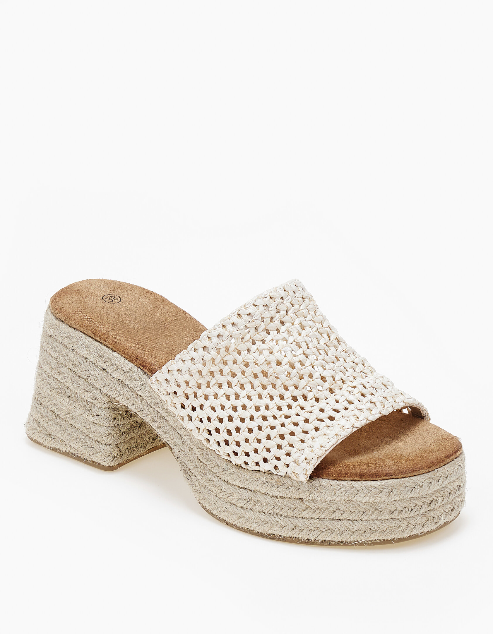 Εσπαντρίγιες πλατφόρμες με πλεκτό σχέδιο ψάθας - Μπεζ