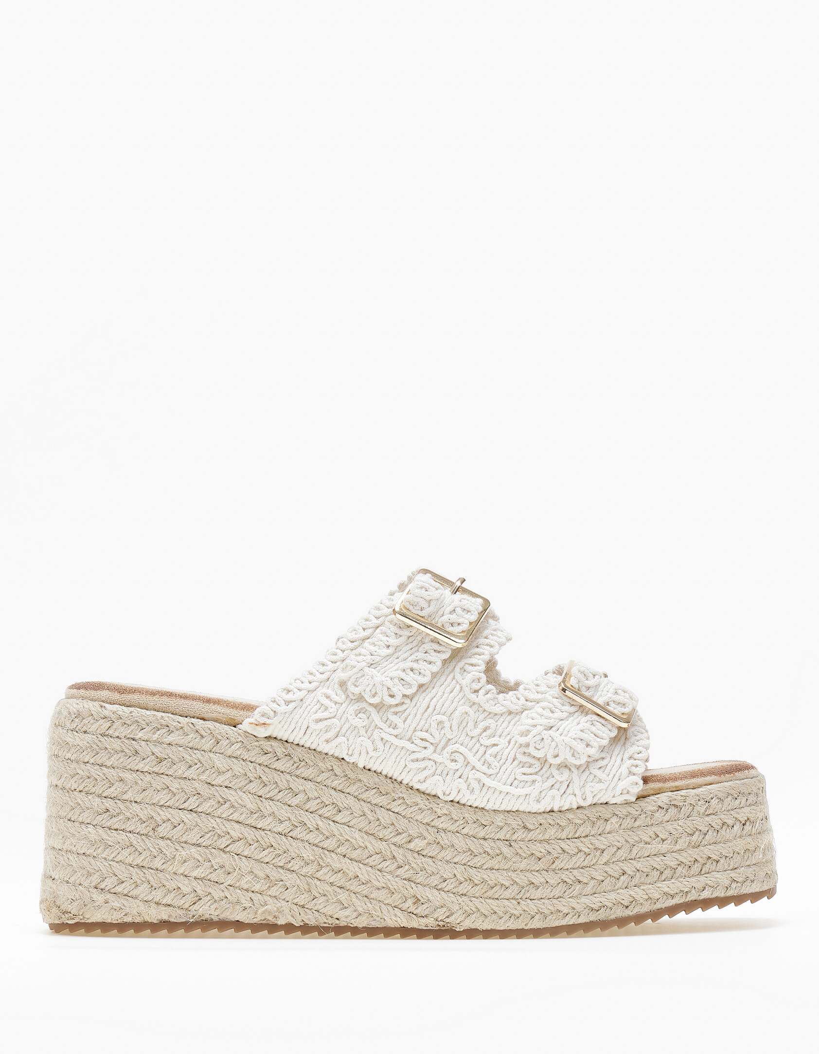 Εξώφτερνες εσπαντρίγιες πλατφόρμες με πλεκτό σχέδιο - Μπεζ