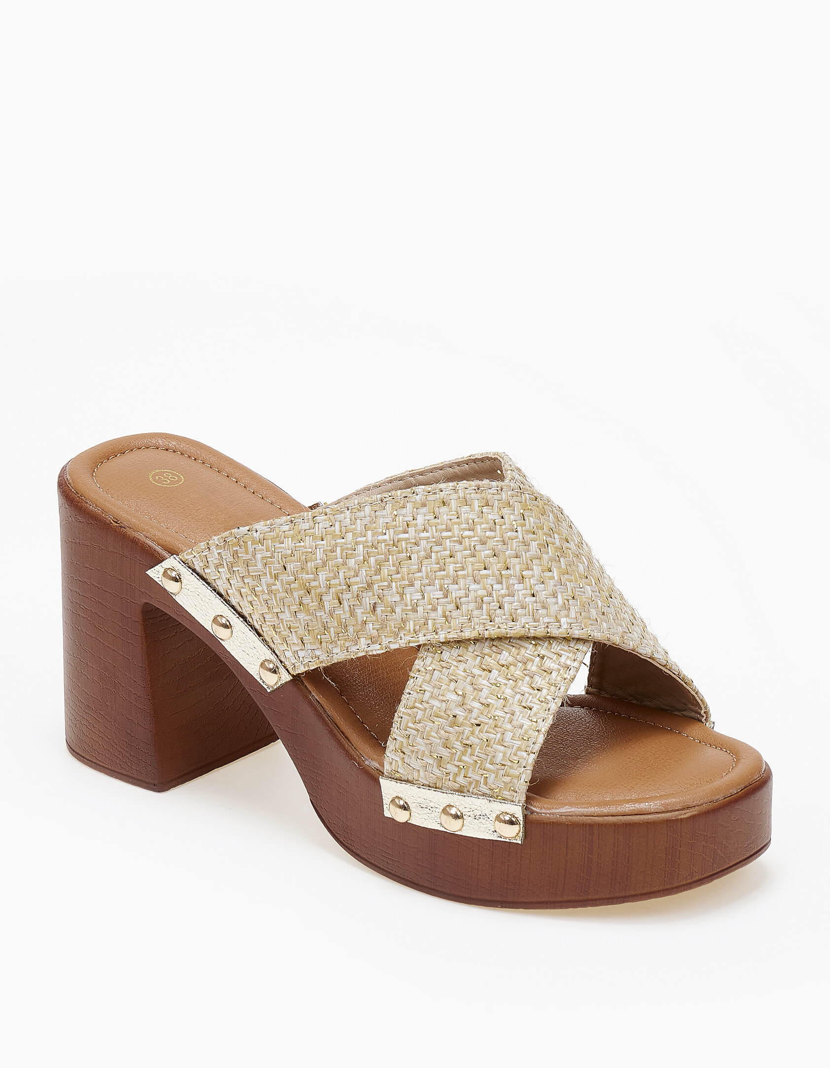 Γυναικεία clogs / τσόκαρα με φάσες χιαστί - Χρυσό