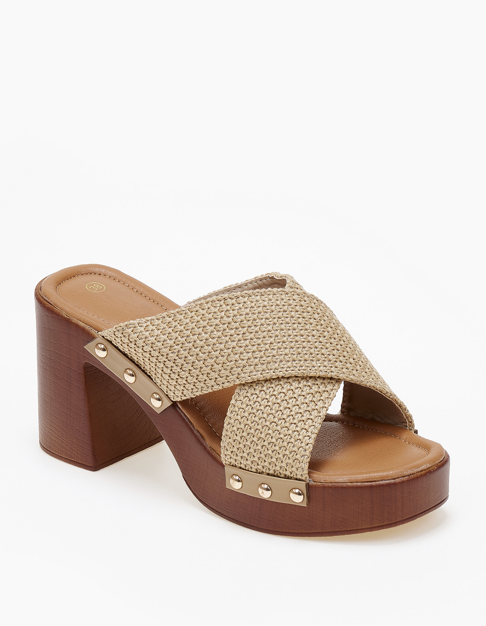 Γυναικεία clogs / τσόκαρα με φάσες χιαστί - Πούρο φωτογραφία