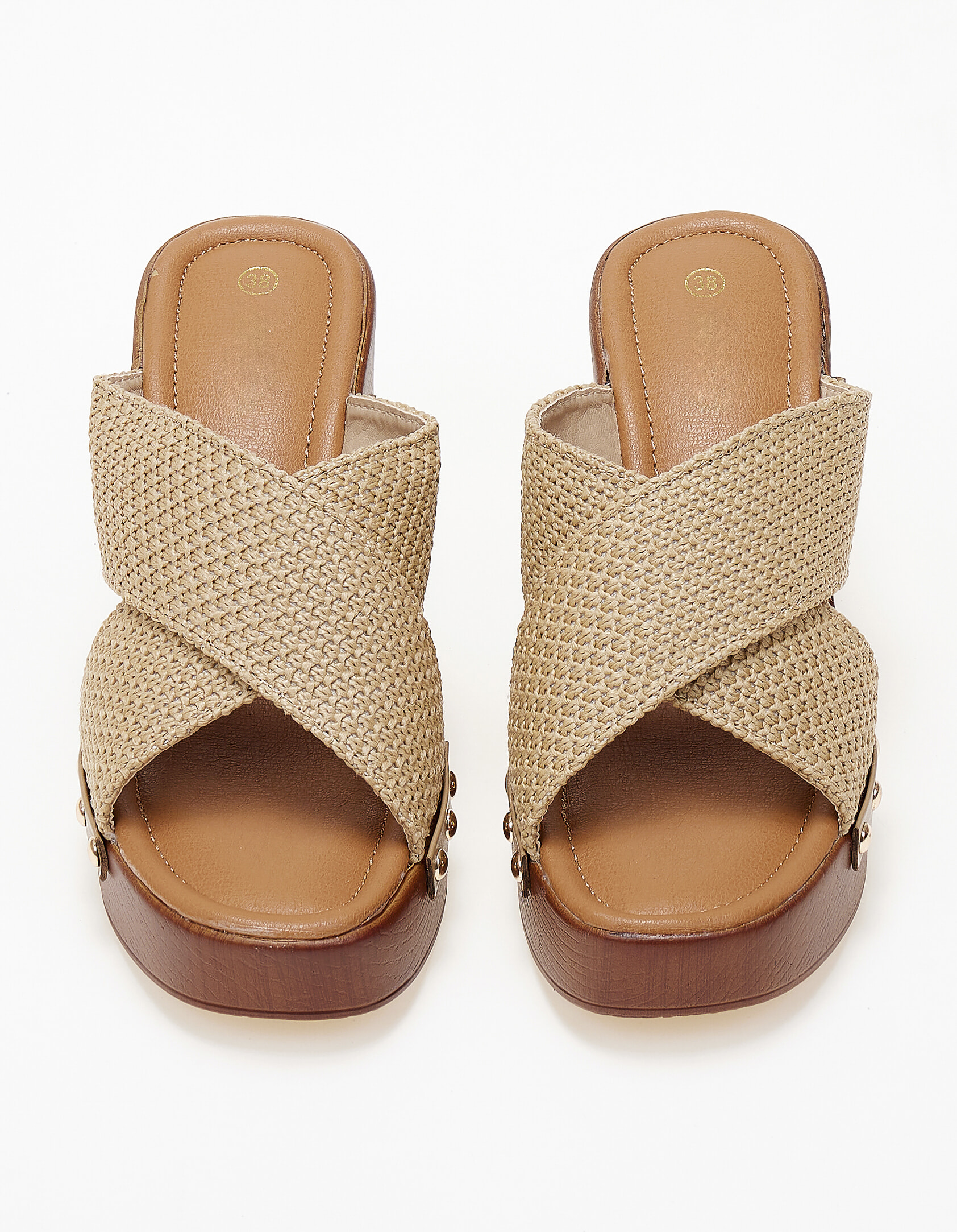 Γυναικεία clogs / τσόκαρα με φάσες χιαστί - Πούρο φωτογραφία