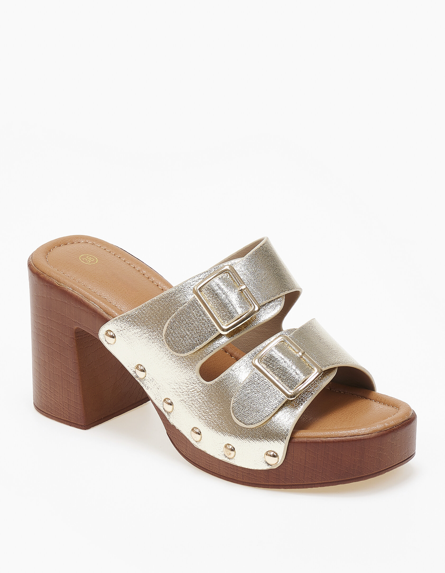 Γυναικεία clogs / τσόκαρα με suede υφή - Χρυσό