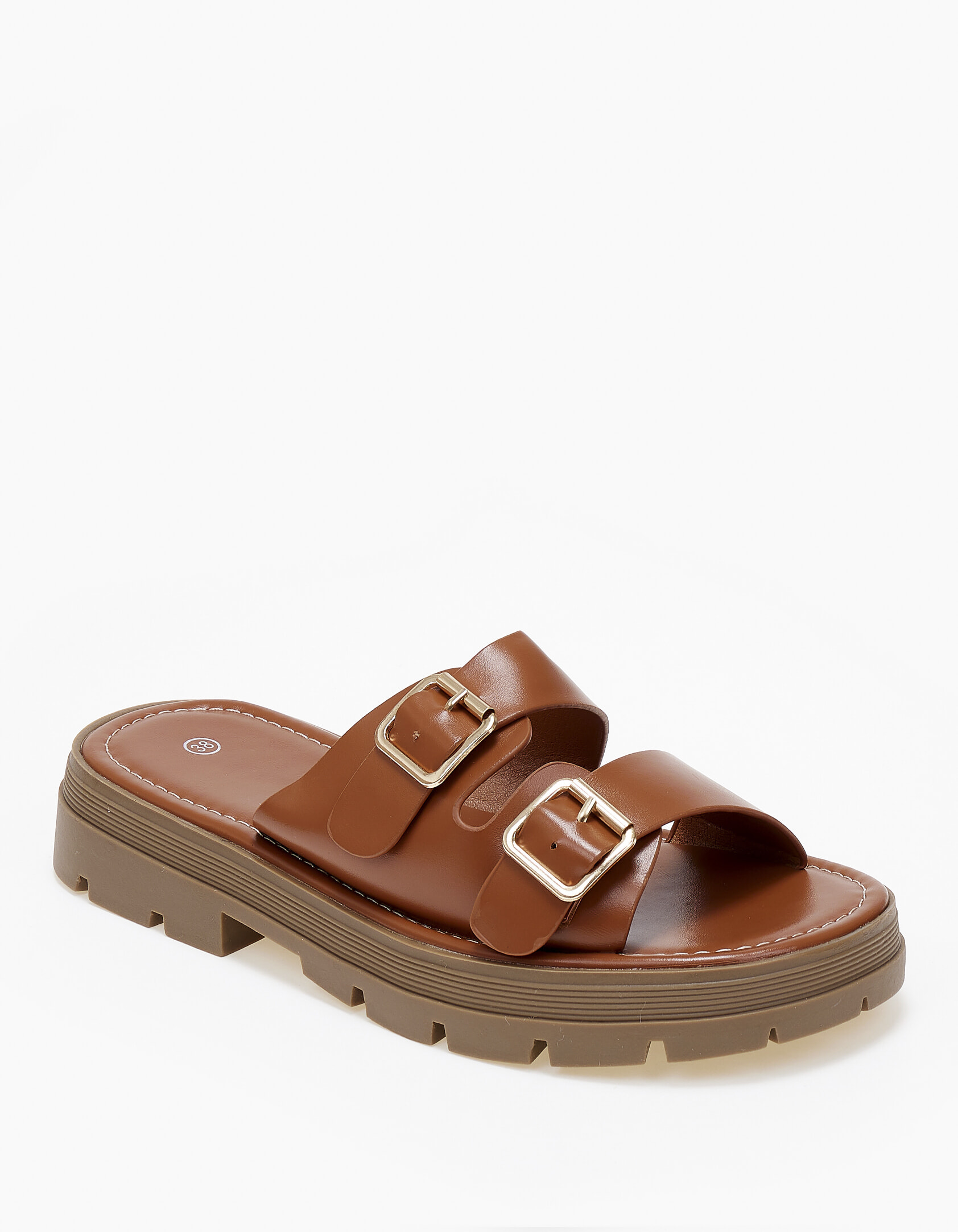 Σανδάλια flatform chunky με ρυθμιζόμενα ζωνάκια - Κάμελ