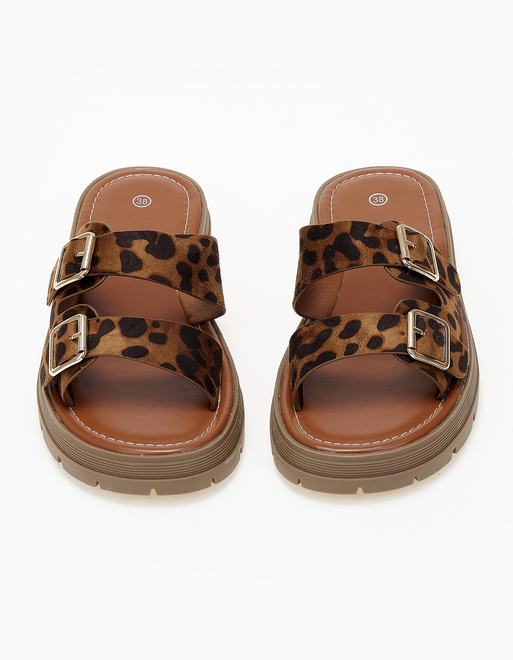 Σανδάλια flatform chunky με ρυθμιζόμενα ζωνάκια - Λεοπάρ