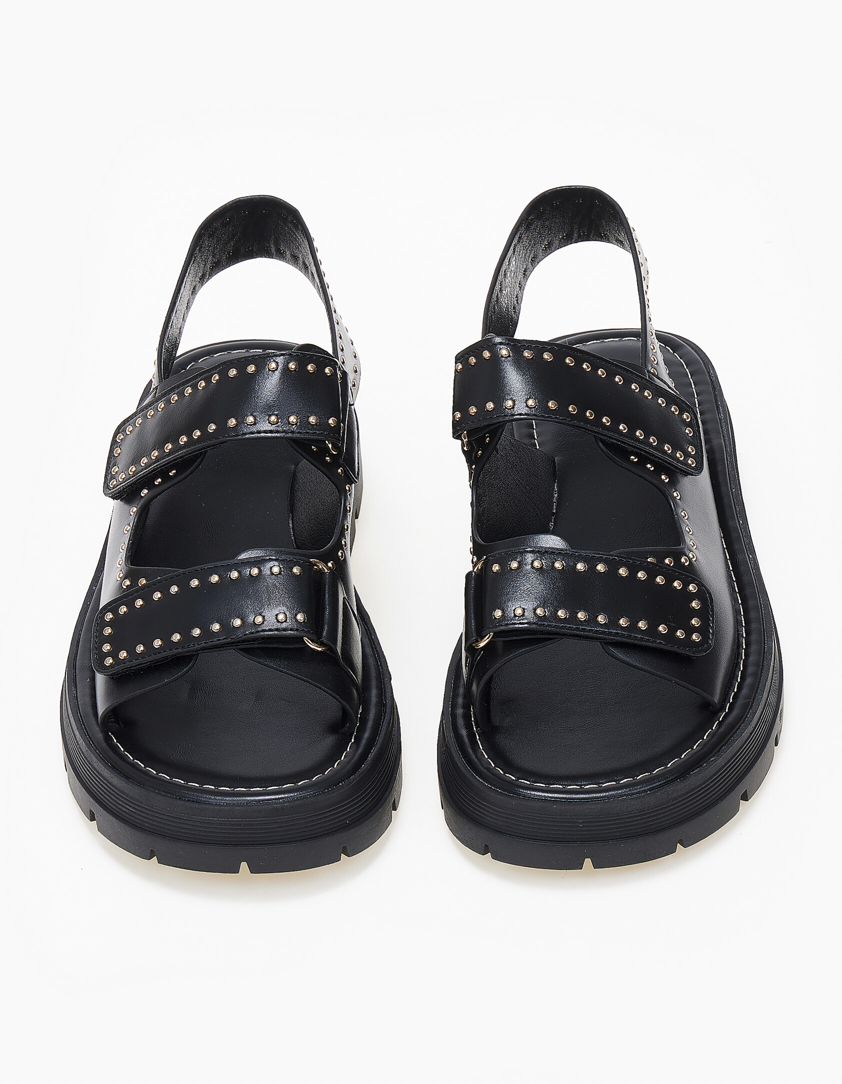 Σανδάλια flatform με τρουκς και τρακτερωτή σόλα - Μαύρο φωτογραφία