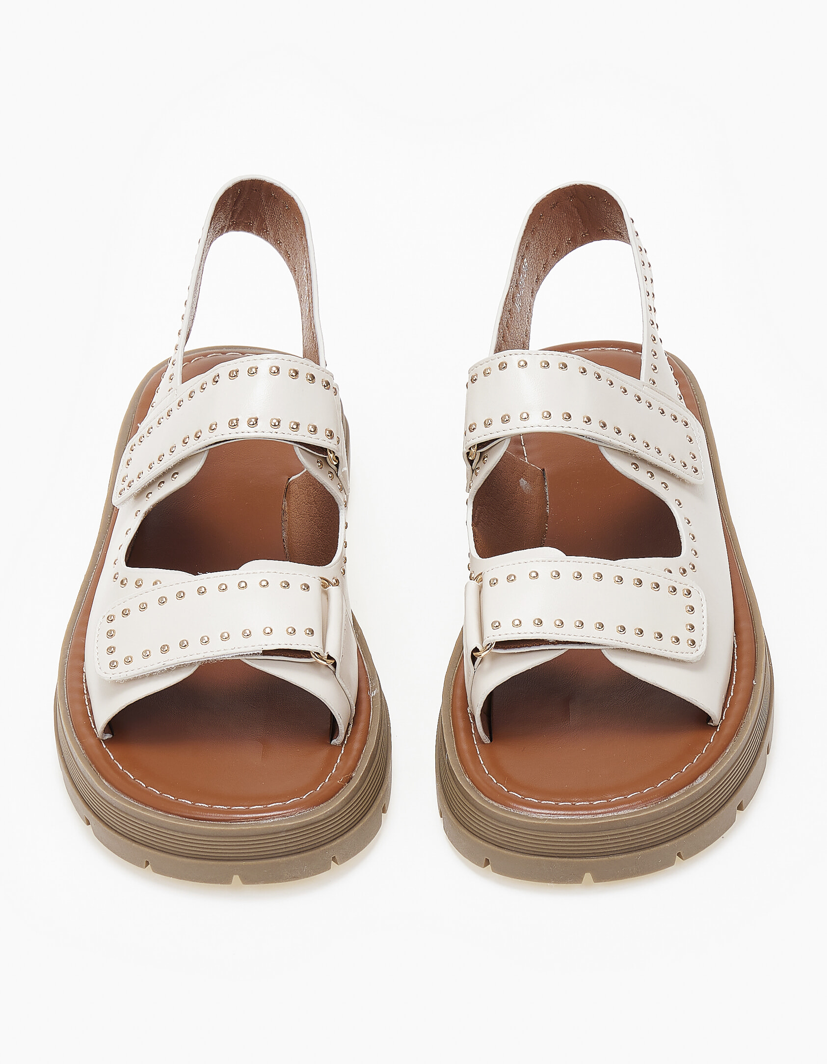 Σανδάλια flatform με τρουκς και τρακτερωτή σόλα - Μπεζ φωτογραφία