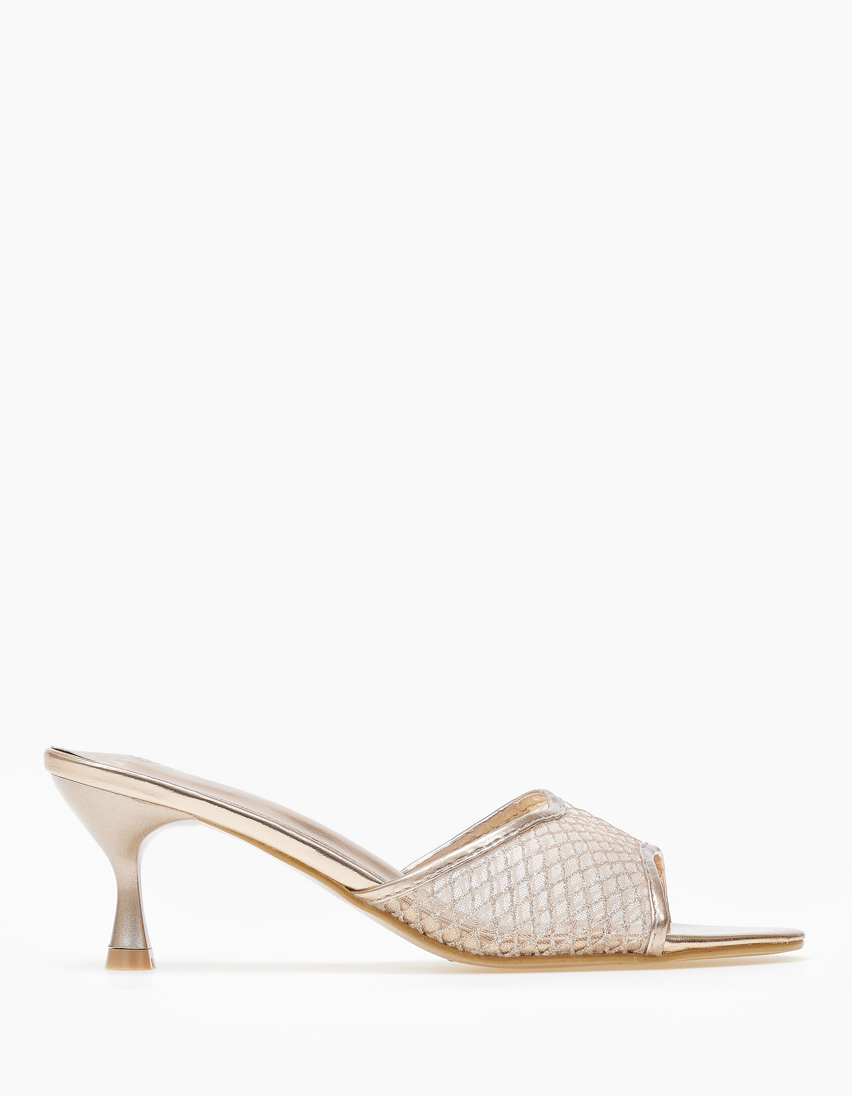 Mules με λεπτό τακούνι και δίχτυ - Rose Gold