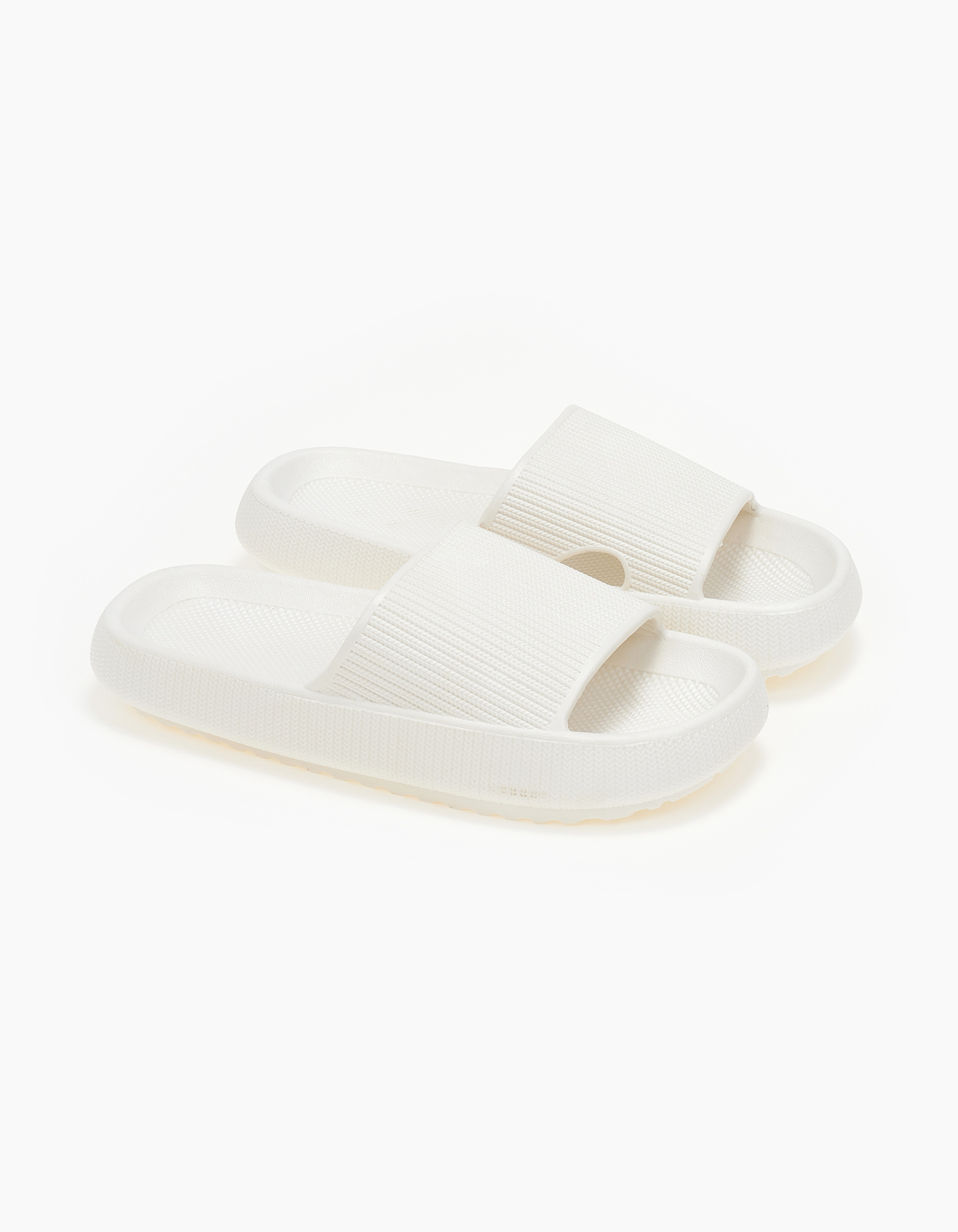 Γυναικεία slides με χοντρή φάσα - Λευκό