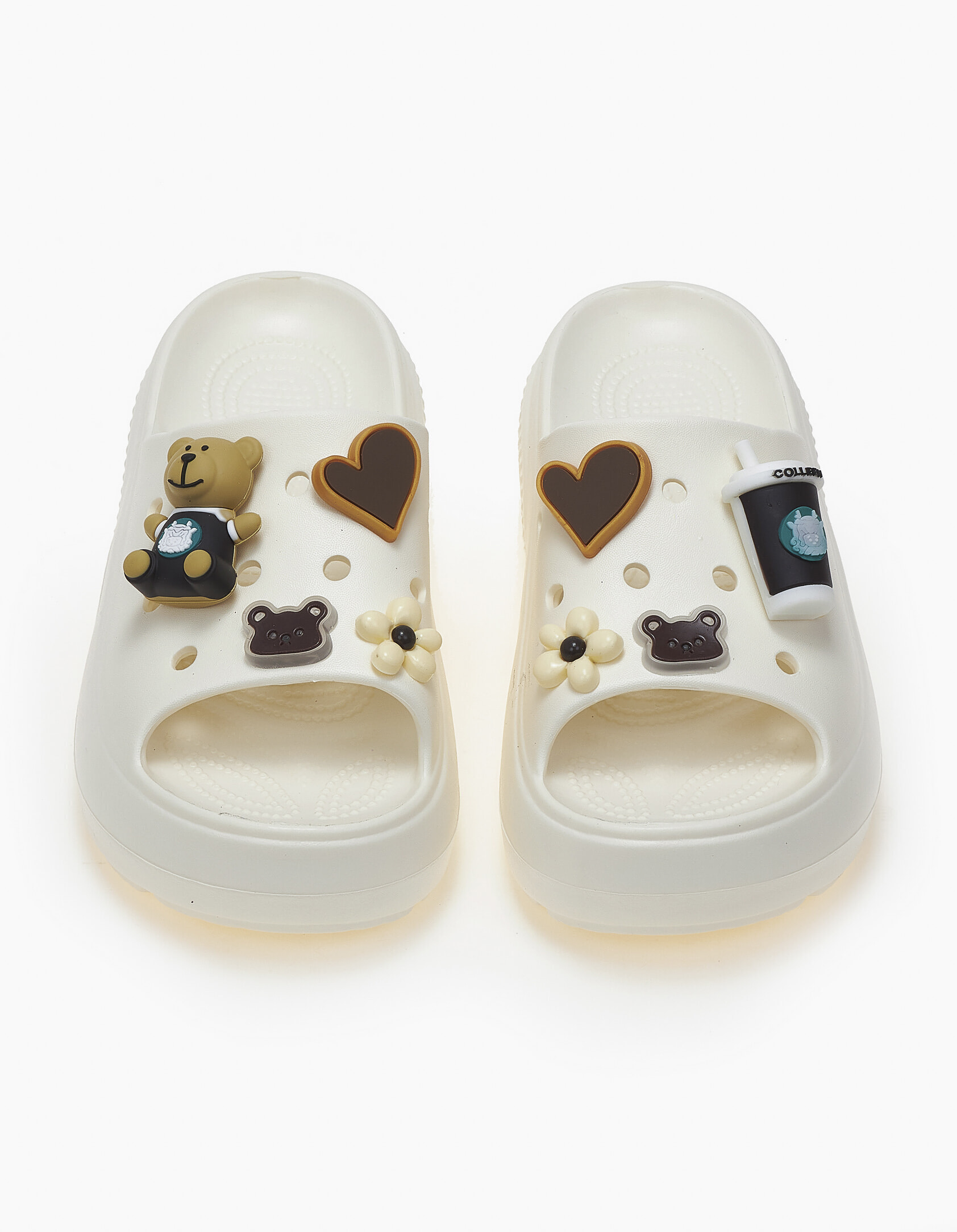 Σαγιονάρες δίσολες με αποσπώμενα διακοσμητικά - Λευκό φωτογραφία